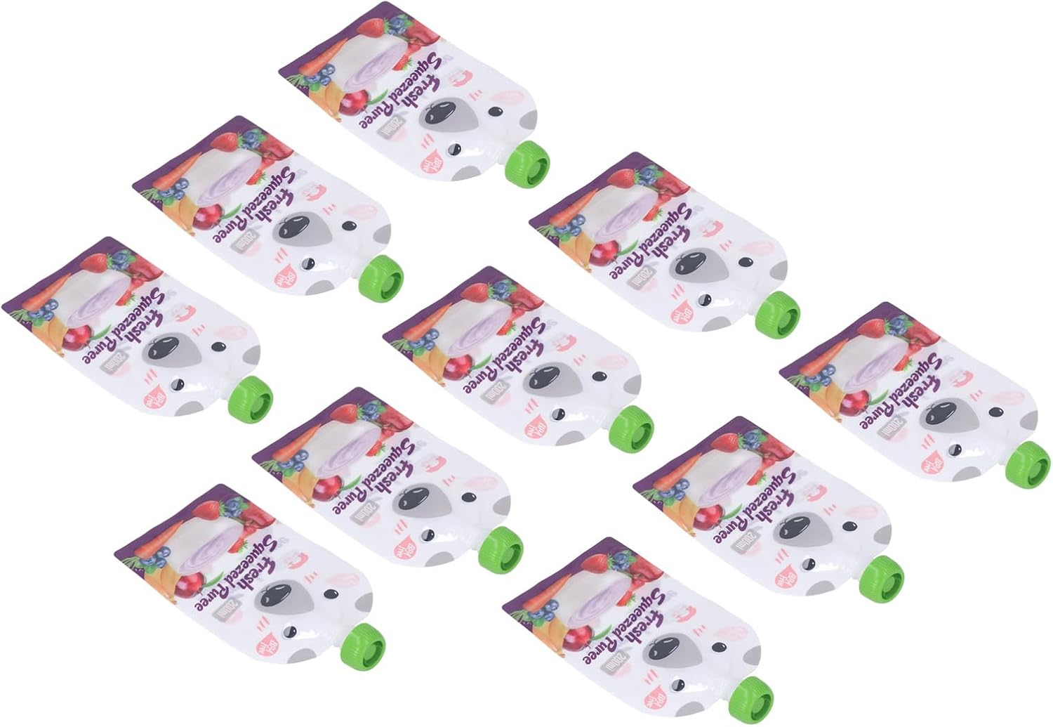 Reusable Baby Food Pouches for Toddlers | BPA Plastic, Food Safe, Freezer Safe | Refillable for Applesauce Yogurt & Puree Squeeze Pouch | 10 Pack | 200ML image number 4