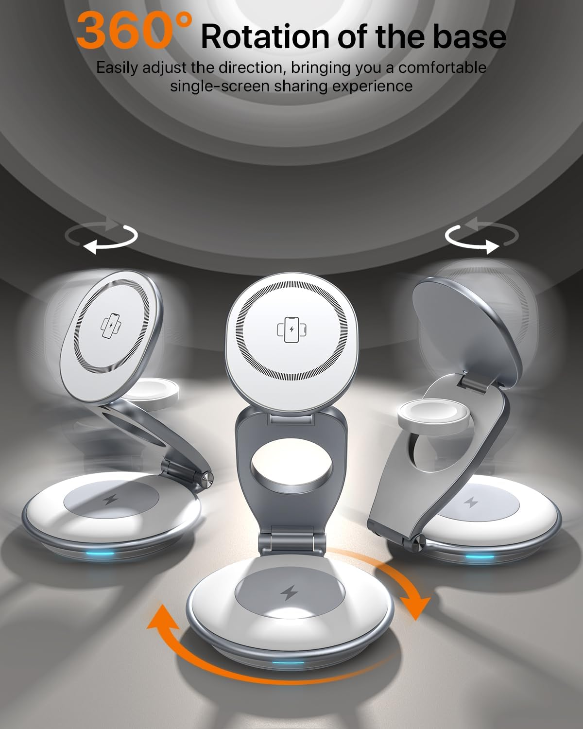 EXW 3 in 1 Wireless Charger for Apple, Wireless Charging Station for Bedside, 15W Phone Charger Stand with 30W Adapter for Iphone 17/16/15/14/13/12 Series, Airpods and Apple Watch Charge (White)