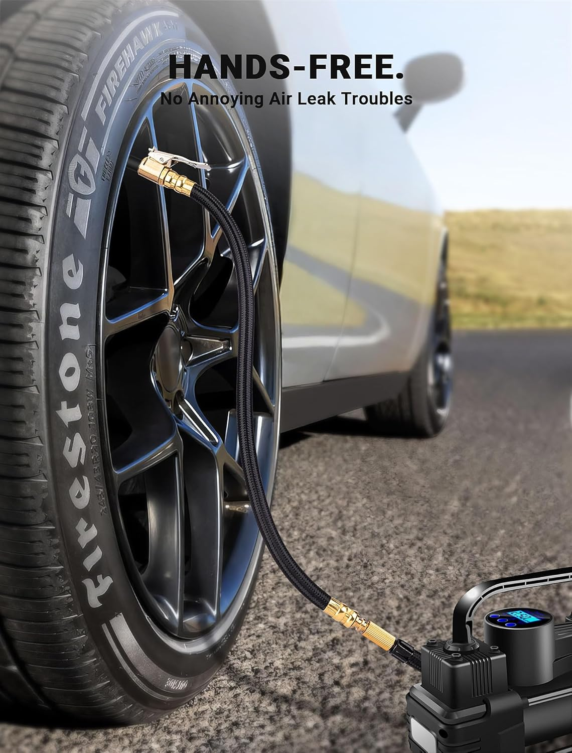 LUMITECO 12'' Tire Inflator Extension Hose, Tyre Pump Clip-On Air Chuck Adapter for Quick-Inflation Lock, High-Pressure Tube Quick Connect for Car Motorcycle Bicycle Maintenance Accessories image number 4