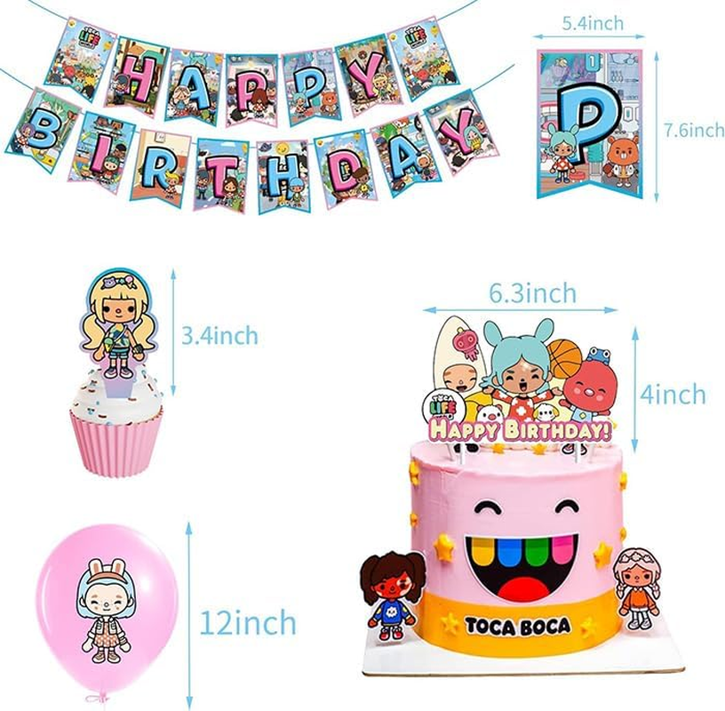 Toca Life World Birthday Decoration Toca Life World Balloons Toca Life World Birthday Balloons Toca Life World Party Decoration Toca Life World Birthday Decoration Garland Cake Topper, 1007SM image number 6