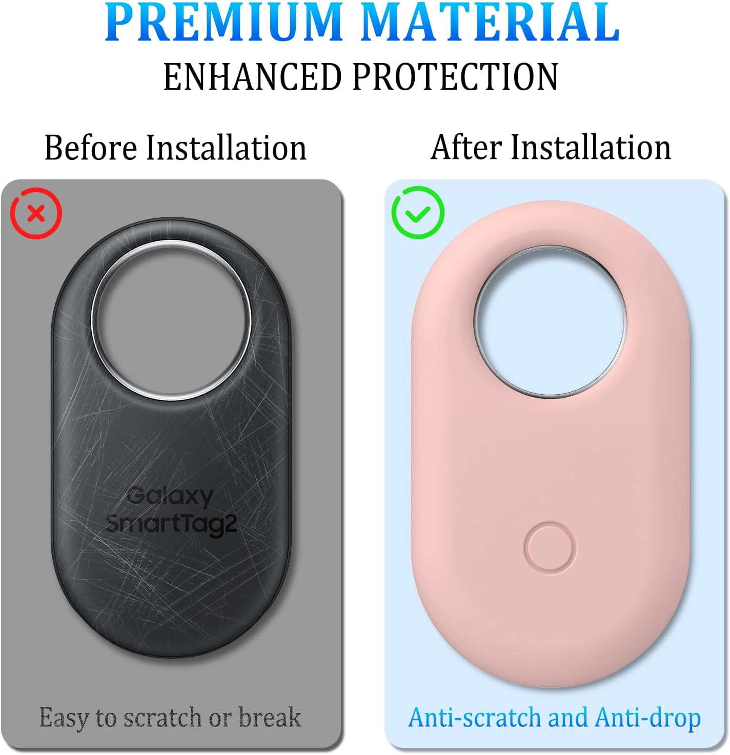 4 Pack Cases for Samsung Galaxy Smart Tag 2 Cases, Soft Silicone Samsung Smarttag2 Case with Keychain, Secure GPS Tracker Protective Cover Holder for Backpacks, Keys,Luggage, Wallet - Purple+Pink+Light Blue+Mint Green image number 2