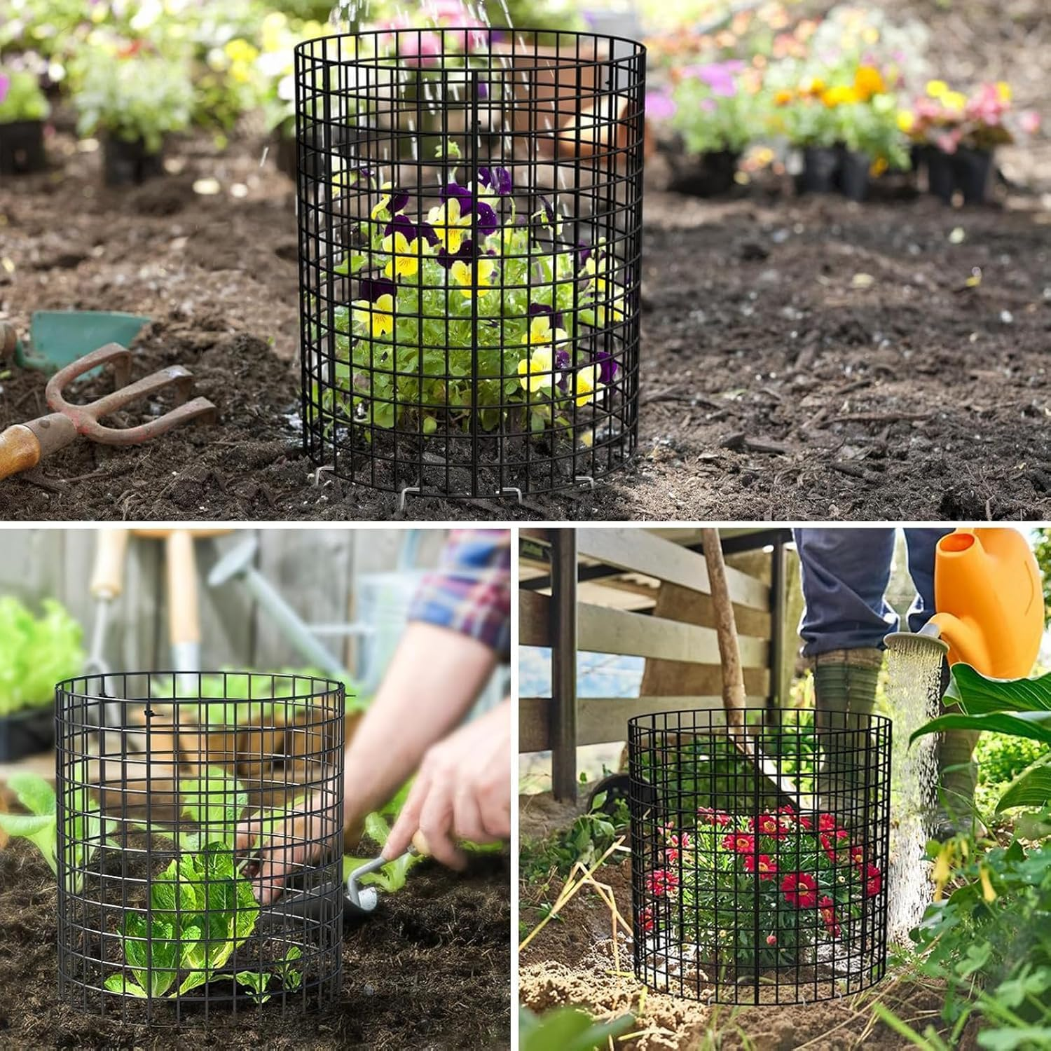 Xinghonyac 15 Pcs Plants Protector from Animals, Metal Wire Botany Protective Cover with Ground Pegs and Nylon Ties, Garden Plant Protection Net to Keep Animals Out for Indoor Outdoor Garden image number 2