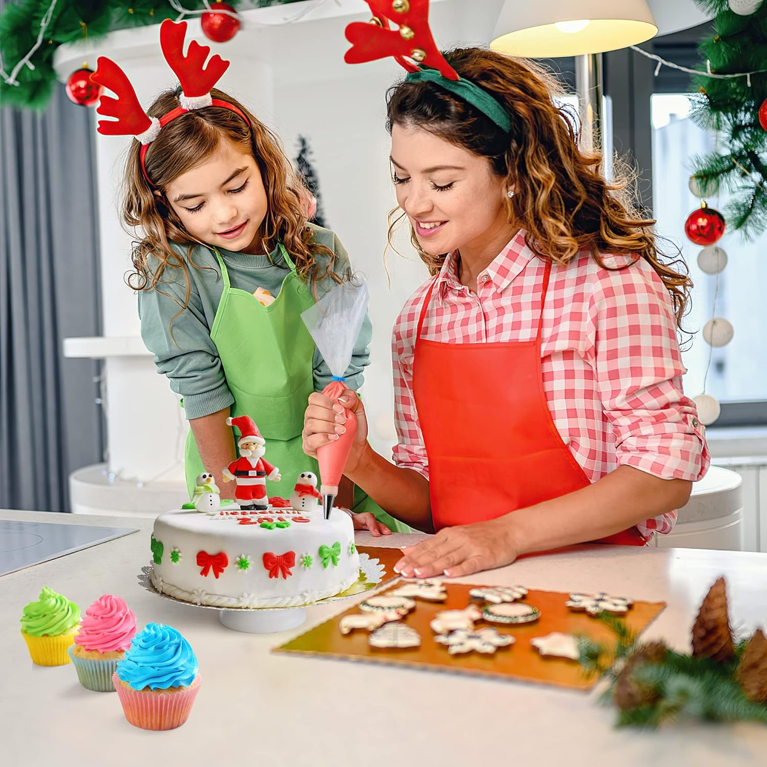 Piping Bags and Tips Set - 12 Inch Pastry Bags Disposable, 100Pcs Icing Bags for Cakes Decorating Kit Supplies with 1 Sugar Stir Needle, 3 Couplers, 3 Bag Ties, 3 Cake Scrapers, 14 Frosting Tips