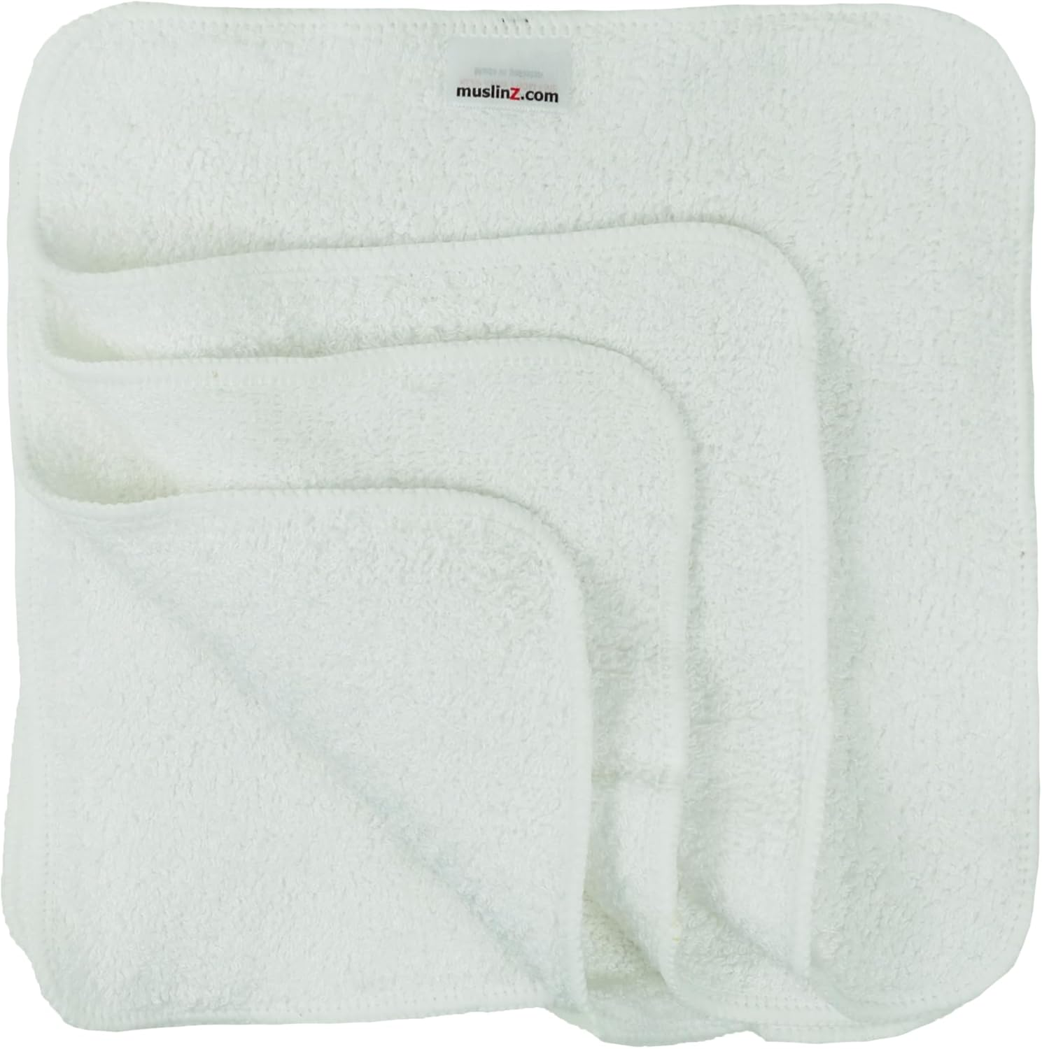 Muslinz 12PK Reusable Bamboo Cotton Terry Wipes 20X20 Cms Face Cloth Baby Wipes (White) - Off White image number 5