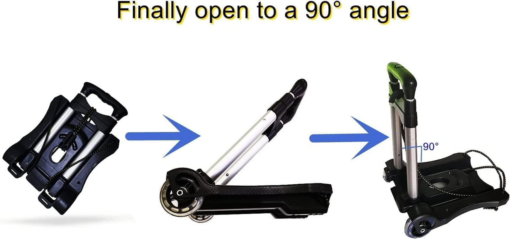 LELYFIT Folding Hand Truck, 88Lb/40Kg Heavy Duty Luggage Cart with 2 Wheels, Compact Trolley Portable Luggage Cart for Home Office Shopping Travel Use, Light Weight and Easy to Carry