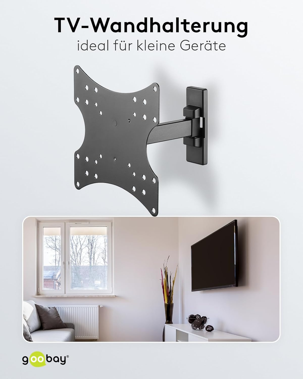 Goobay Fullmotion S2 Single-Arm Wall Mount for TV Size 23-42, Black image number 4