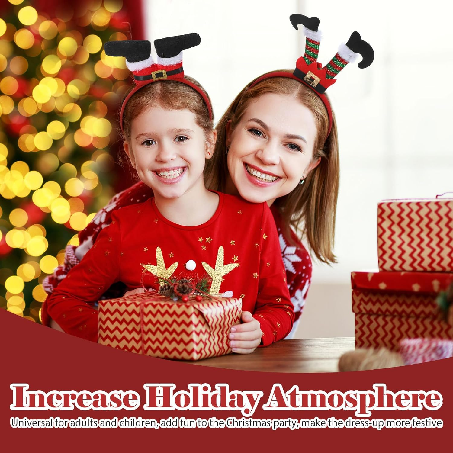 JECOMPRIS Pack of 6 Christmas Headbands: Sweet Christmas Headwear Set for Women and Girls for Christmas Parties, Photo Booth Accessories image number 5