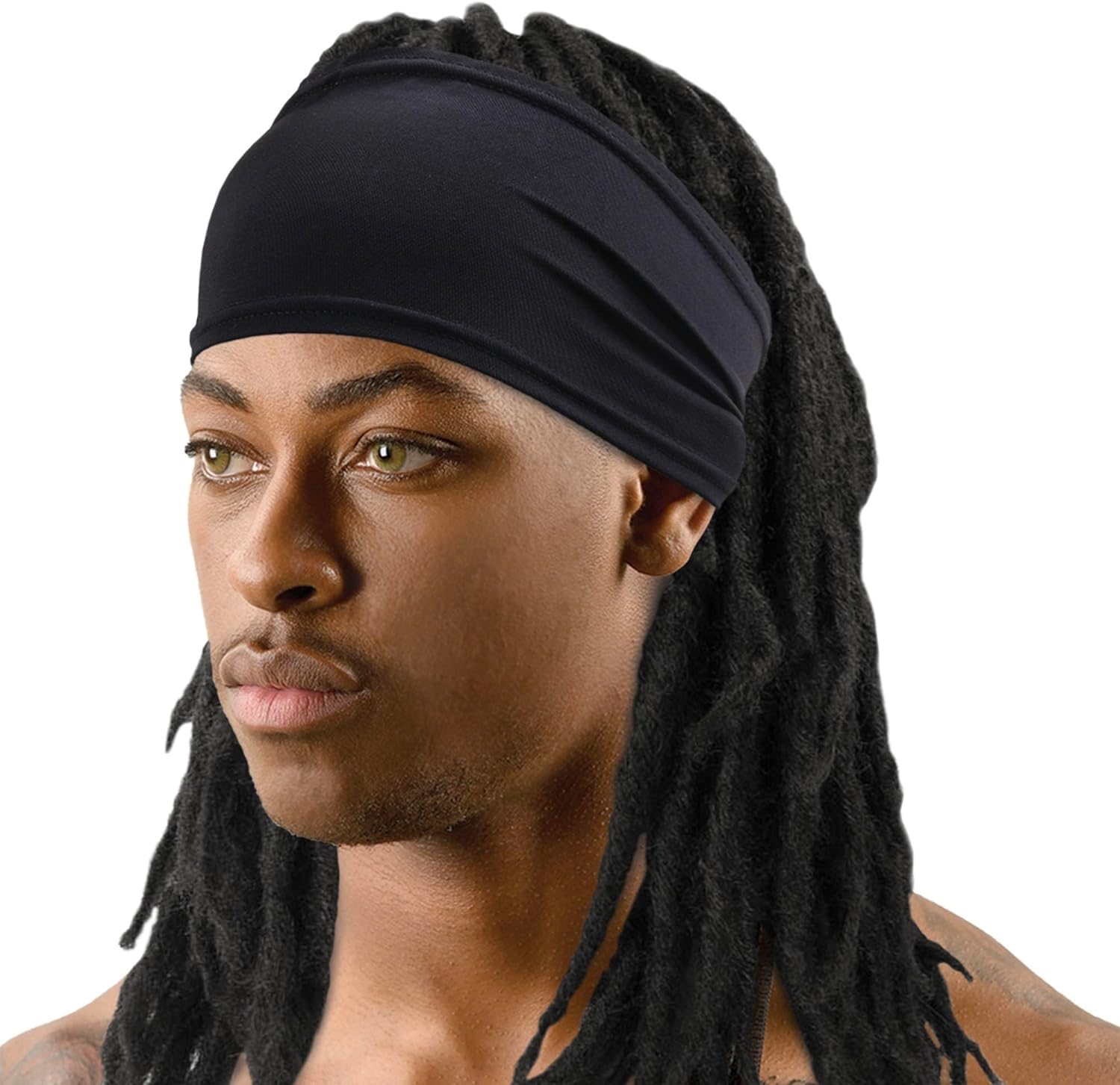Titan Spandex Skull Cap for Dreadlock and Braid - Black Durags for Men with Band - Classic Black Bandana Style image number 2
