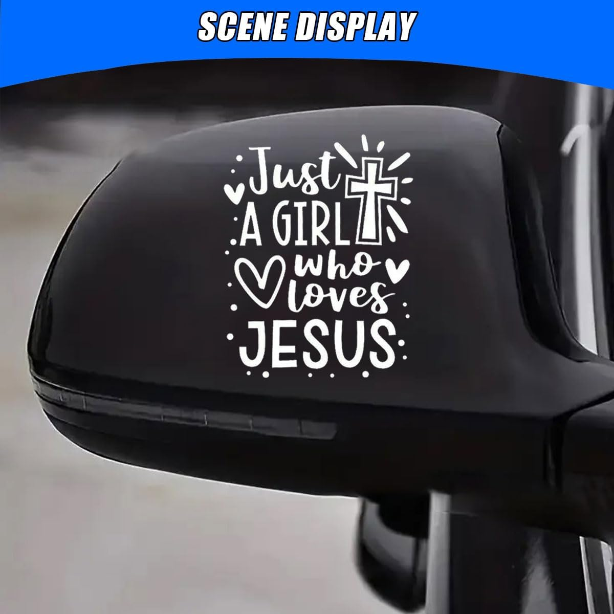 Just a Girl Who Loves Jesus Decal Car Sticker, 6.1"&times;4.6" Jesus Cross Vinyl Sticker Car Bumper Decal, Waterproof Auto Exterior Decoration Decals for Cars, Truck, Wall, Window, Laptop (White) image number 5