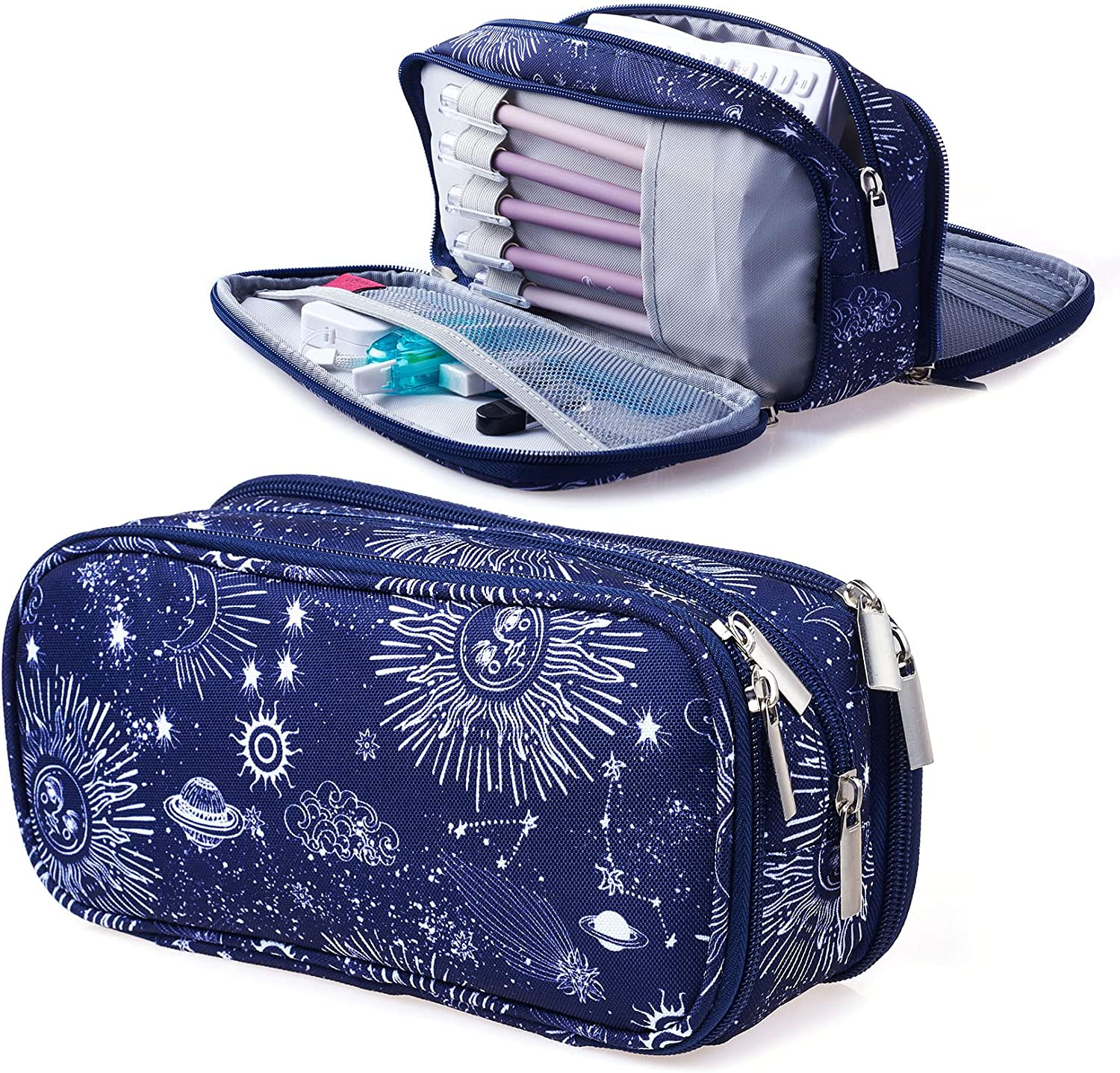 Lparkin Space Canvas Galaxy Pencil Case Gifts Pen Bag Pouch Box Gadget Stationary Case Makeup Cosmetic Bag