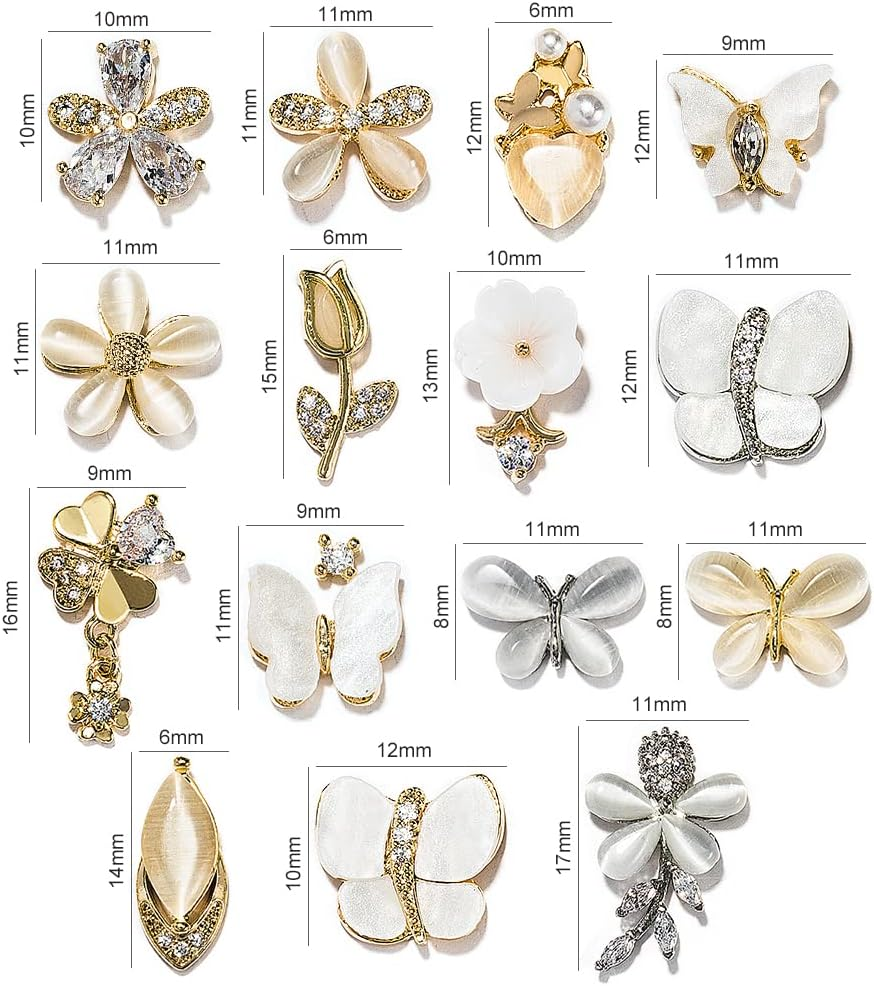 15 Pieces of 3D Luxury Clear Shining Zircon Alloy Nail Art Decoration Charming Fashion DIY Unique Nail Art Works image number 4