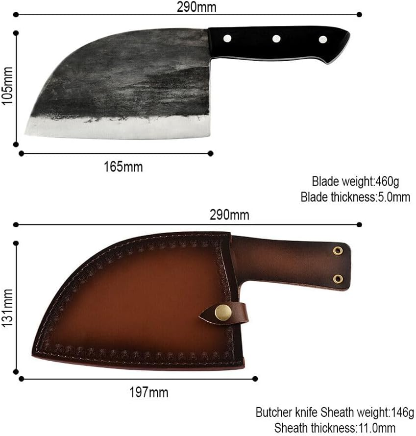 Ariv Hommey 6.5 Inch Handmade Serbian Chef Knife Cleaver Forged Cutting Butcher Knives High Carbon Steel Razor Sharp V-Shaped Blade Cleavers Ergonomic Full Tang Wood Handle W/Carrying Sheath image number 1