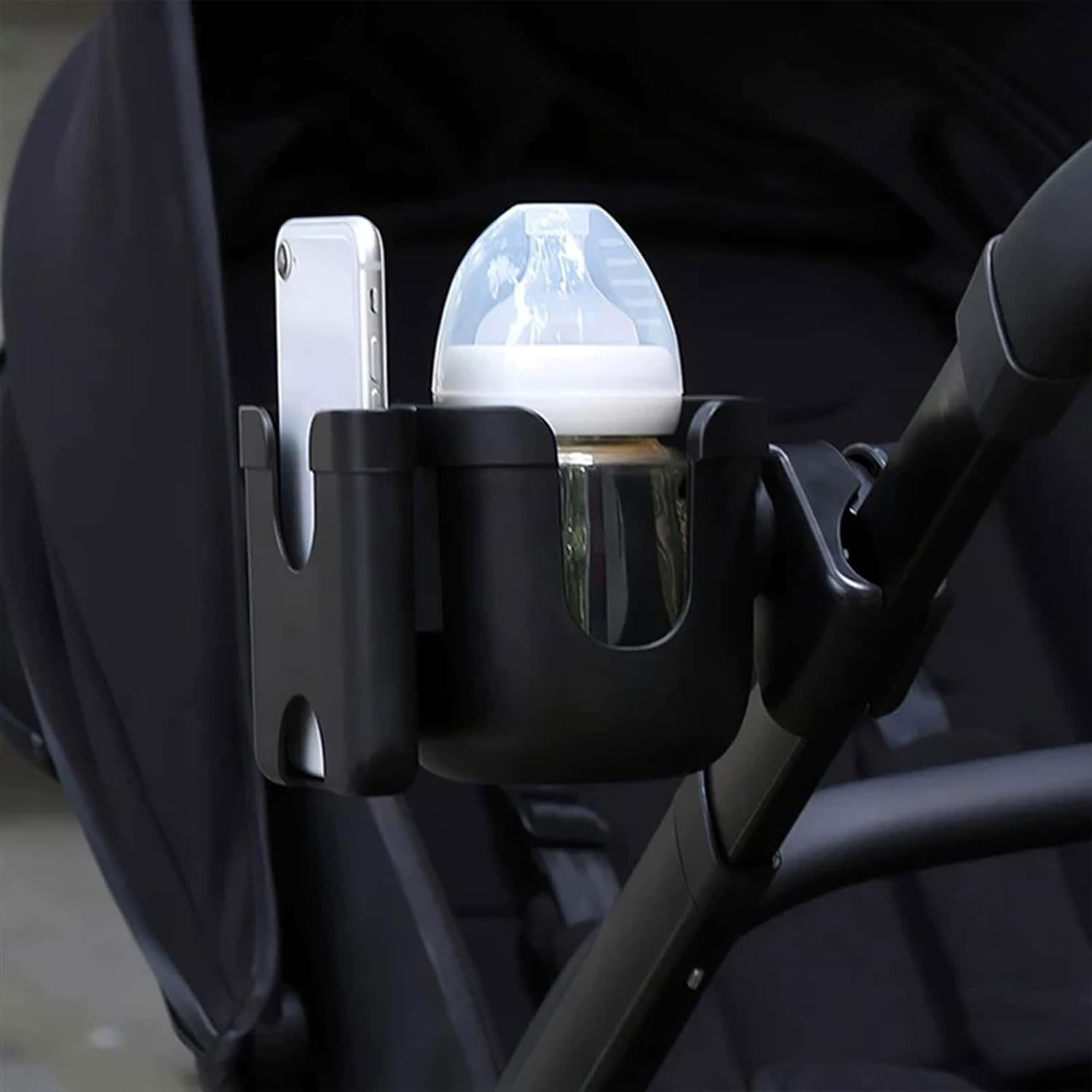 BGENHPON Stroller Accessories Cup Holder with Secure Phone Pocket Anti-Slip Design Fits Most Strollers Including Uppababy Nuna Doona for Outdoor Activities image number 2