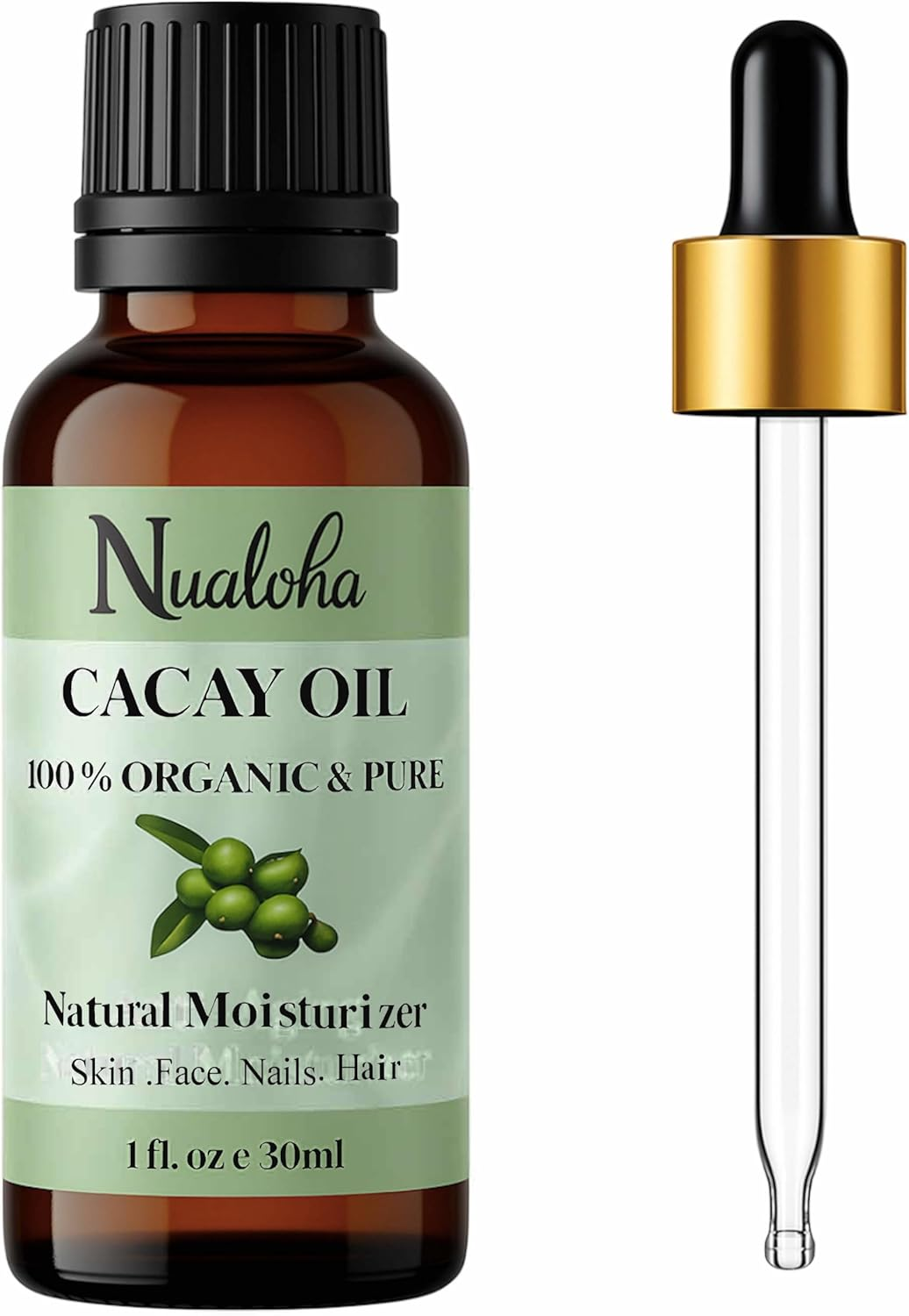 Nualoha Organic Cacay Oil - 100% Organic, Pure, Natural and Cold Pressed Moisturizer for Face, Glowing Skin, Hair Care and Nails - 30 ML image number 1