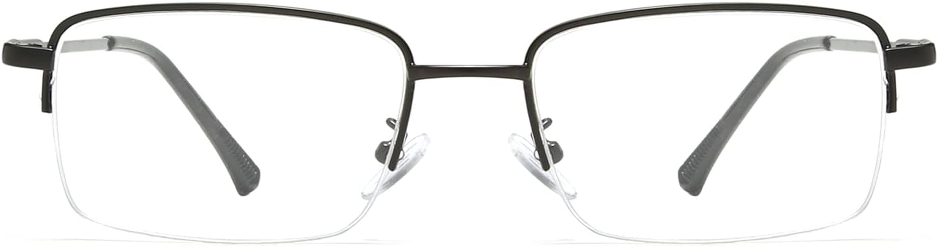 LJCZKA Half Frame Blue Light Blocking Glasses for Men Women, Rectangular Semi Rimless Blue Light Glasses for Anti-Fatigue and Eyestrain