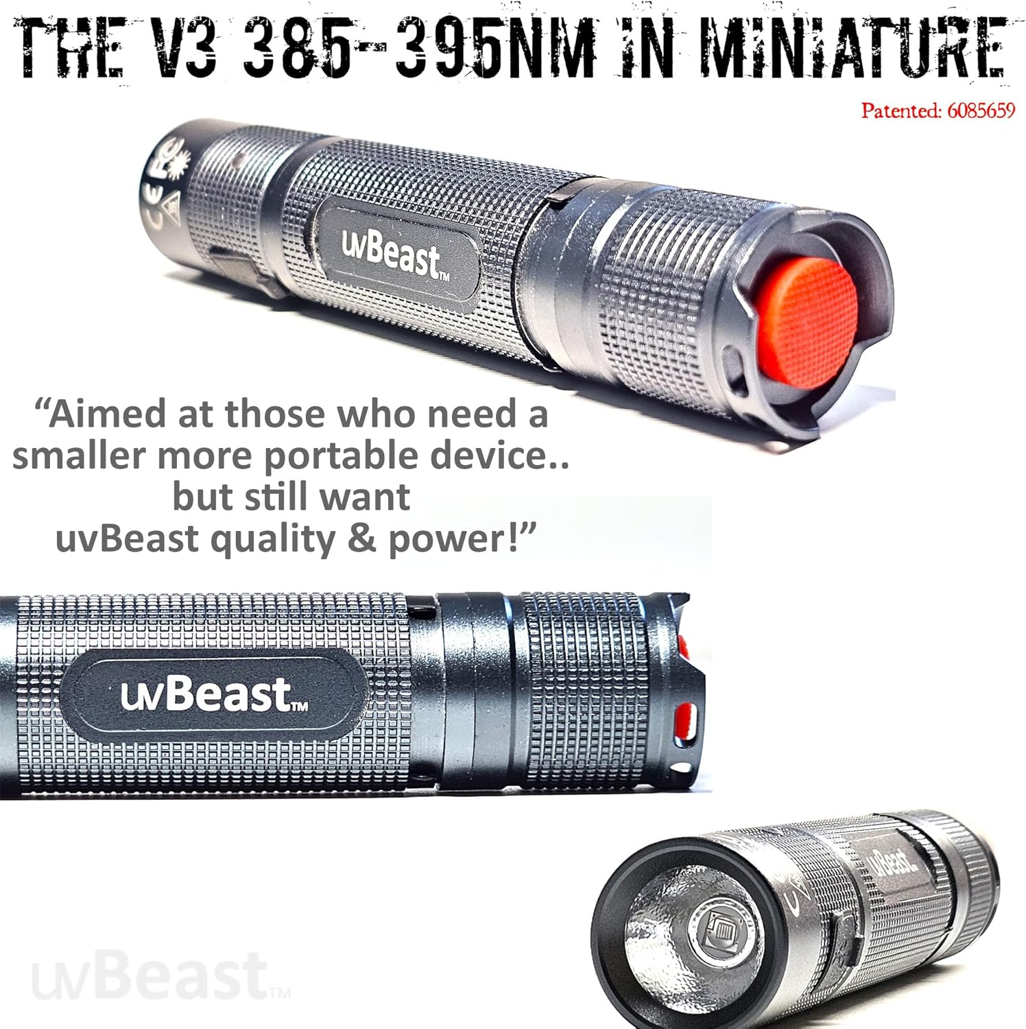 Uvbeast New V3 Mini - 385-395Nm - Black Light UV Flashlight &ndash; High Flux Density Ultraviolet - Professional Grade High Power Upgraded 5 Core UV LED &ndash; USA Stock image number 2