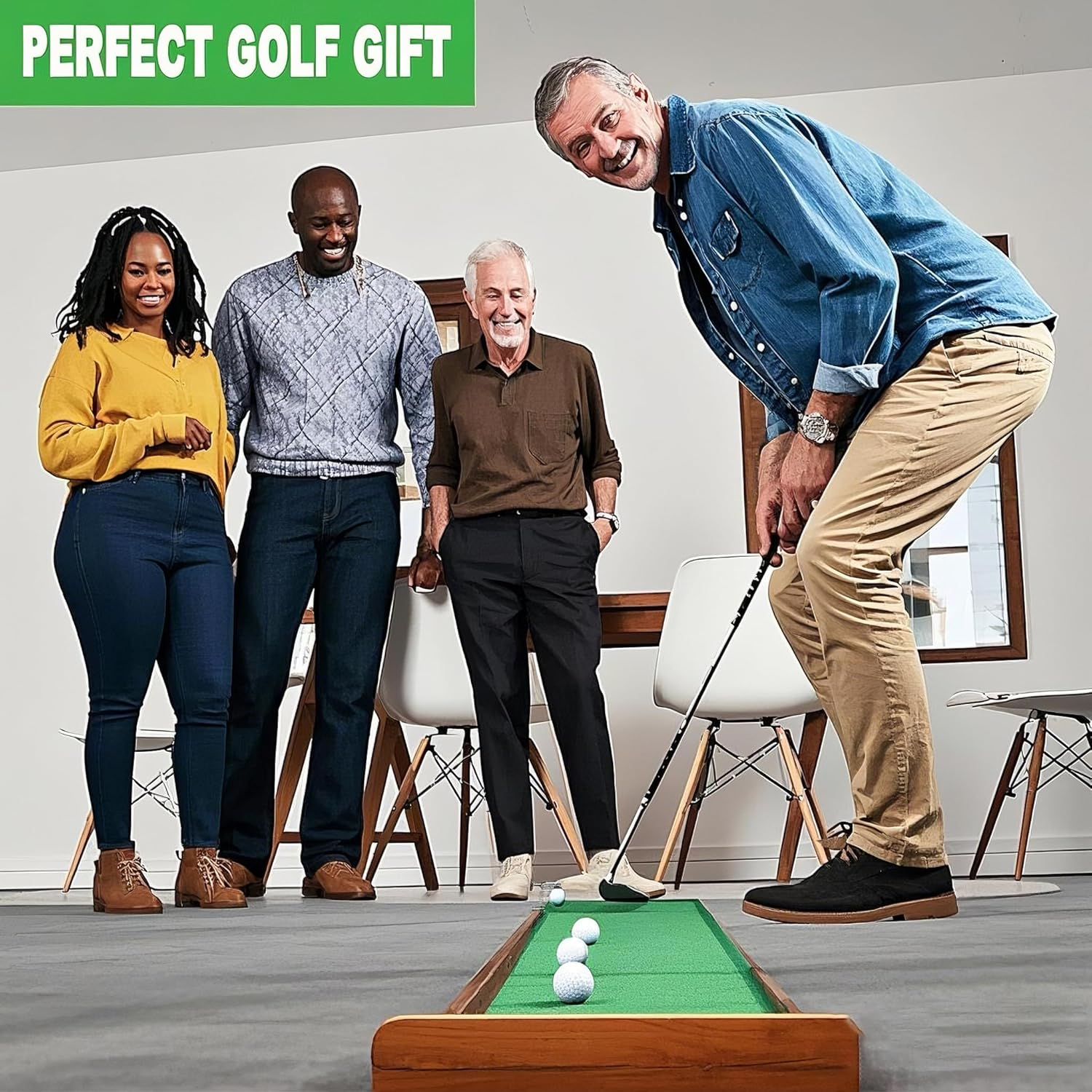 Putting Mat Indoor Golf, Wood Putting Mat, Golf Putting Mat, Putting Green Golf Mat, Golf Putting Mats for Men Playing Golf Game at Home or Office image number 5