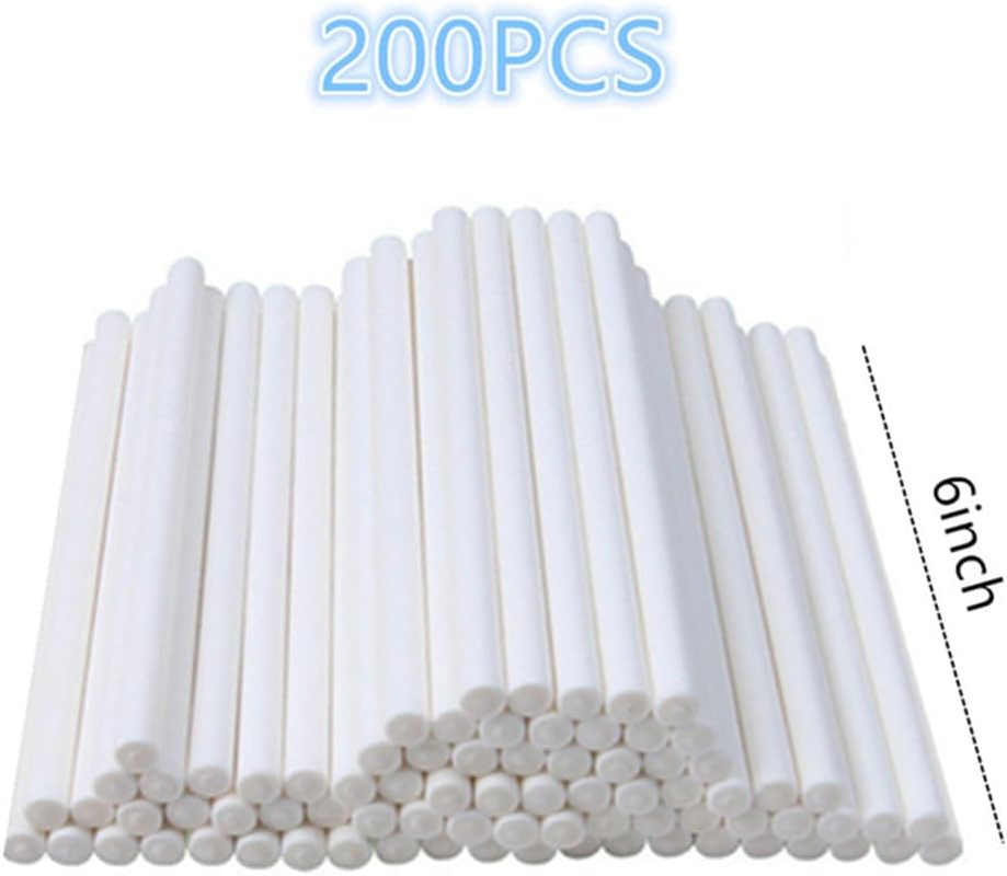 Cake Pop Sticks Lollipop Paper Sticks, Wanfoou 200 Pieces 6 Inch White Paper Lollipop, Cake Pop Stick,Paper Sticks for Chocolate,For Funny Lollipop Making,Cookies,Dessert image number 1