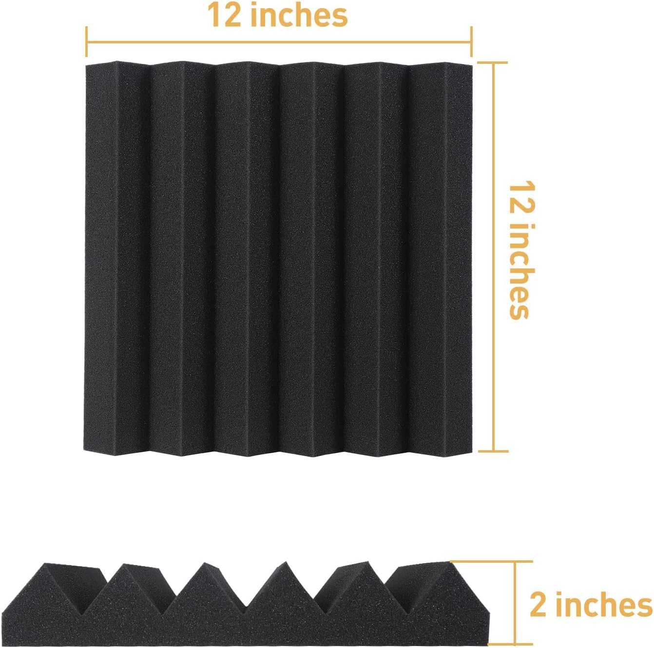 24 Pack Sound Proof Panels, Acoustic Foam Panels 12X12X2 Inches Black Acoustic Panels, High Density Soundproofing Panels, Fire-Retardant Sound Absorbing Foam for Studio Recording image number 4