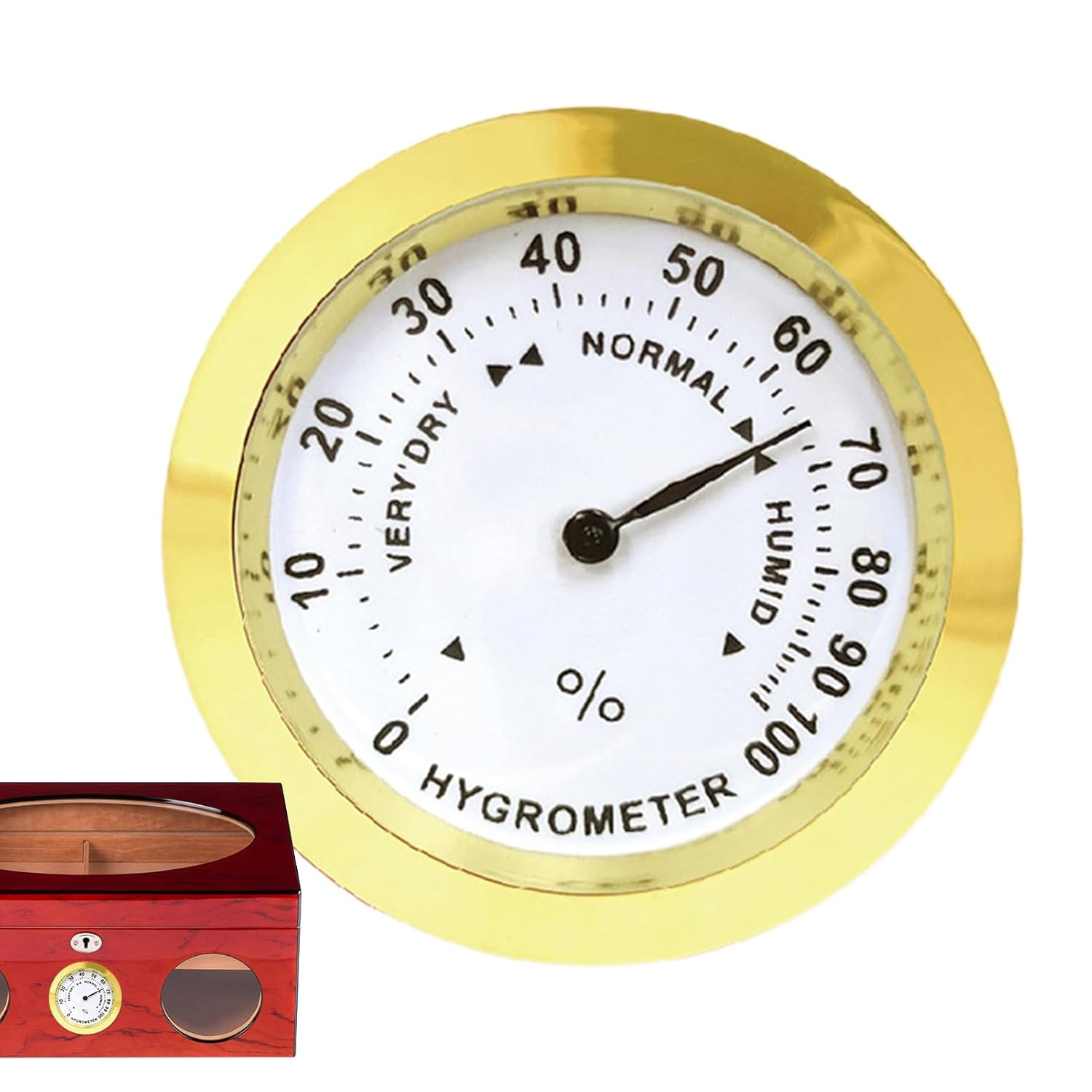 Humidor Hygrometer - Analog Reader, round Humidity Gauge | High Precision Analog Sensor, Accurate Humidity Monitor for Cabinet Maintenance, Hygrometer Tool for Storage Cans Setup Shelf Use