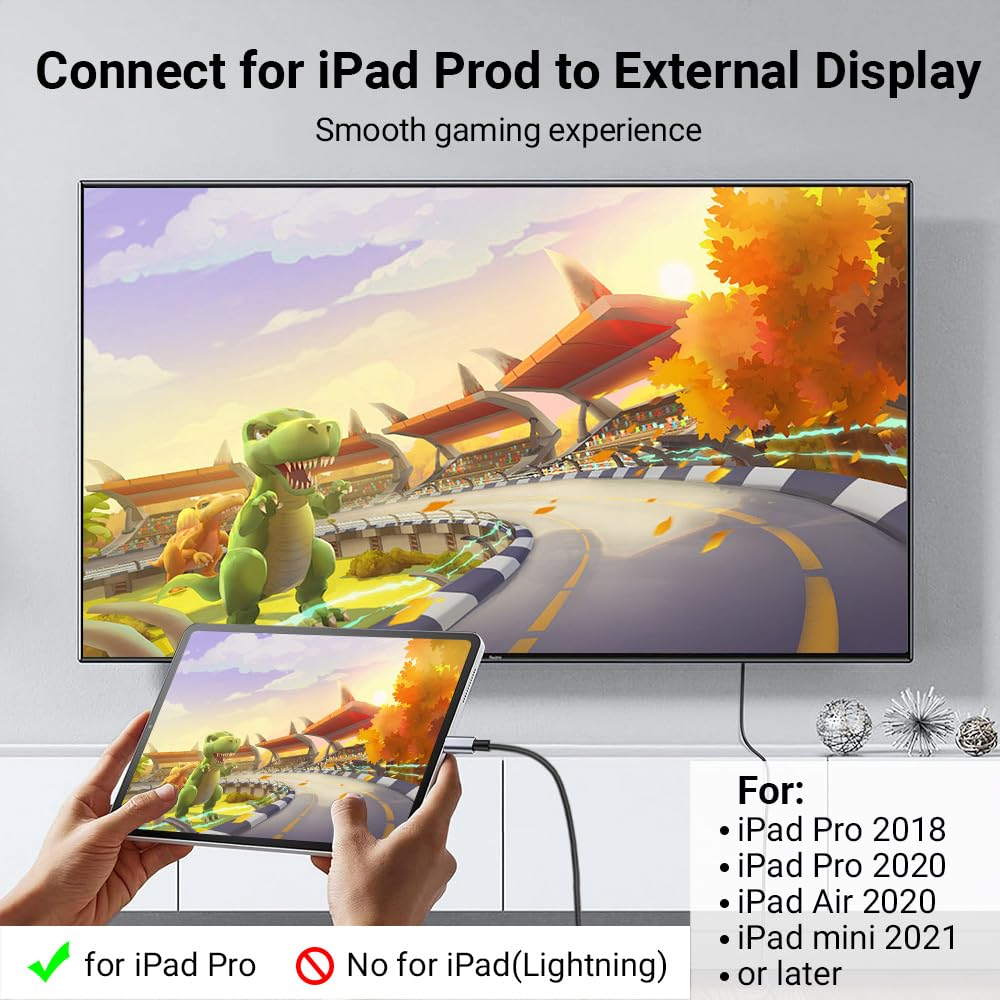 AHGEIIY 4K@60Hz USB C to HDMI Cable 2M, Type C to HDMI Adapter Nylon Braided Thunderbolt 4/3 to HDMI, HDMI to USB C for Iphone 16 Pro Max Plus, Macbook Pro Air Ipad, Pro XPS, Galaxy S25 Steam Deck image number 5