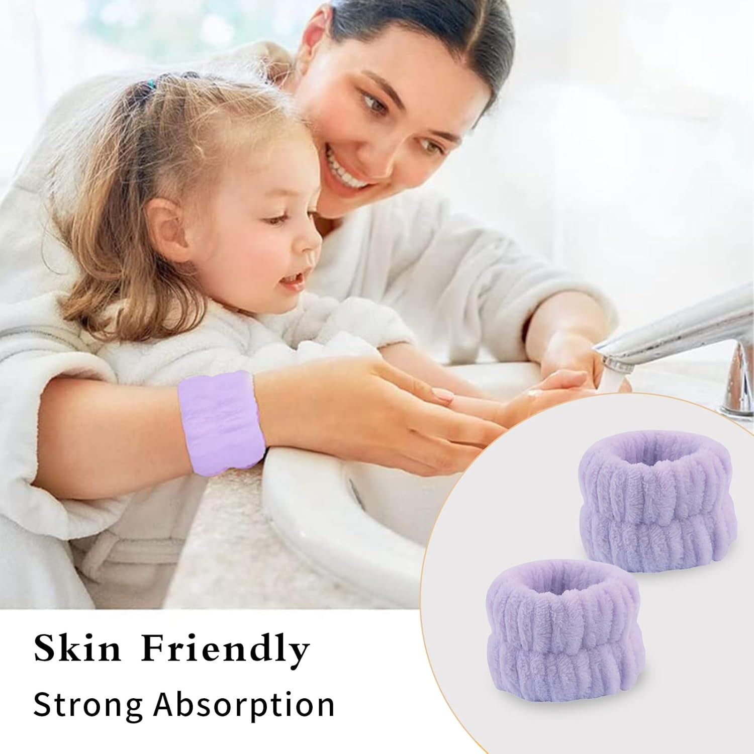 9 Pcs Skincare Headband, Soft Facial Makeup Hairband Wrist Bands for Face Washing SPA Shower Makeup Headband Wristbands image number 2