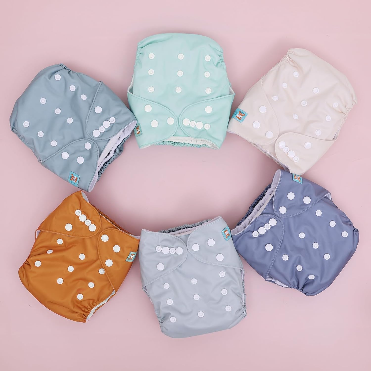 ALVABABY 6 Packs with 12 Inserts Cloth Diaper One Size Adjustable Washable Reusable for Baby Girls and Boys 6BM108-AU