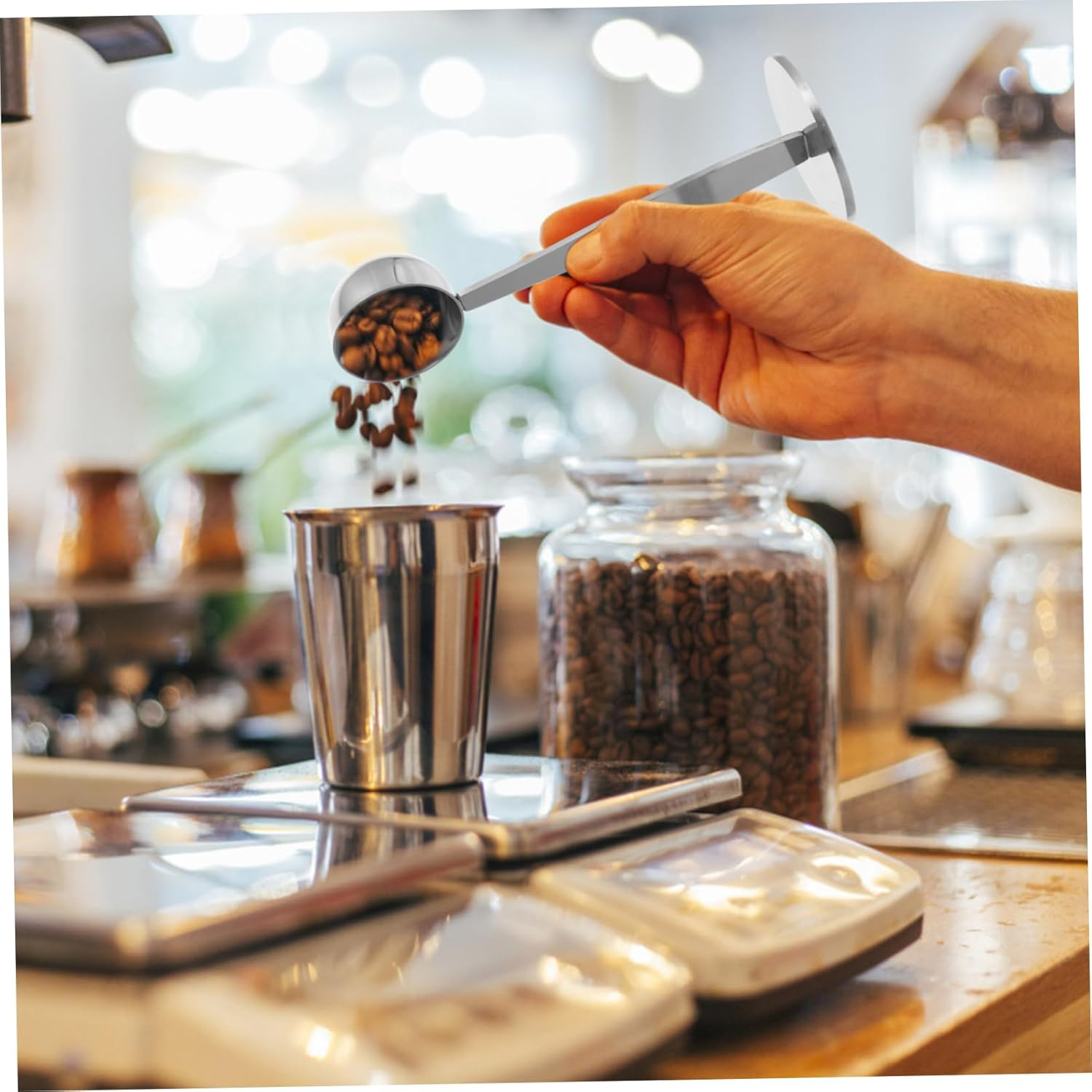 DONFAMDS 2Pcs Professional Espresso Coffee Press Accessories Tampers Bean Spoons Stainless Steel for Coffee Tea image number 3