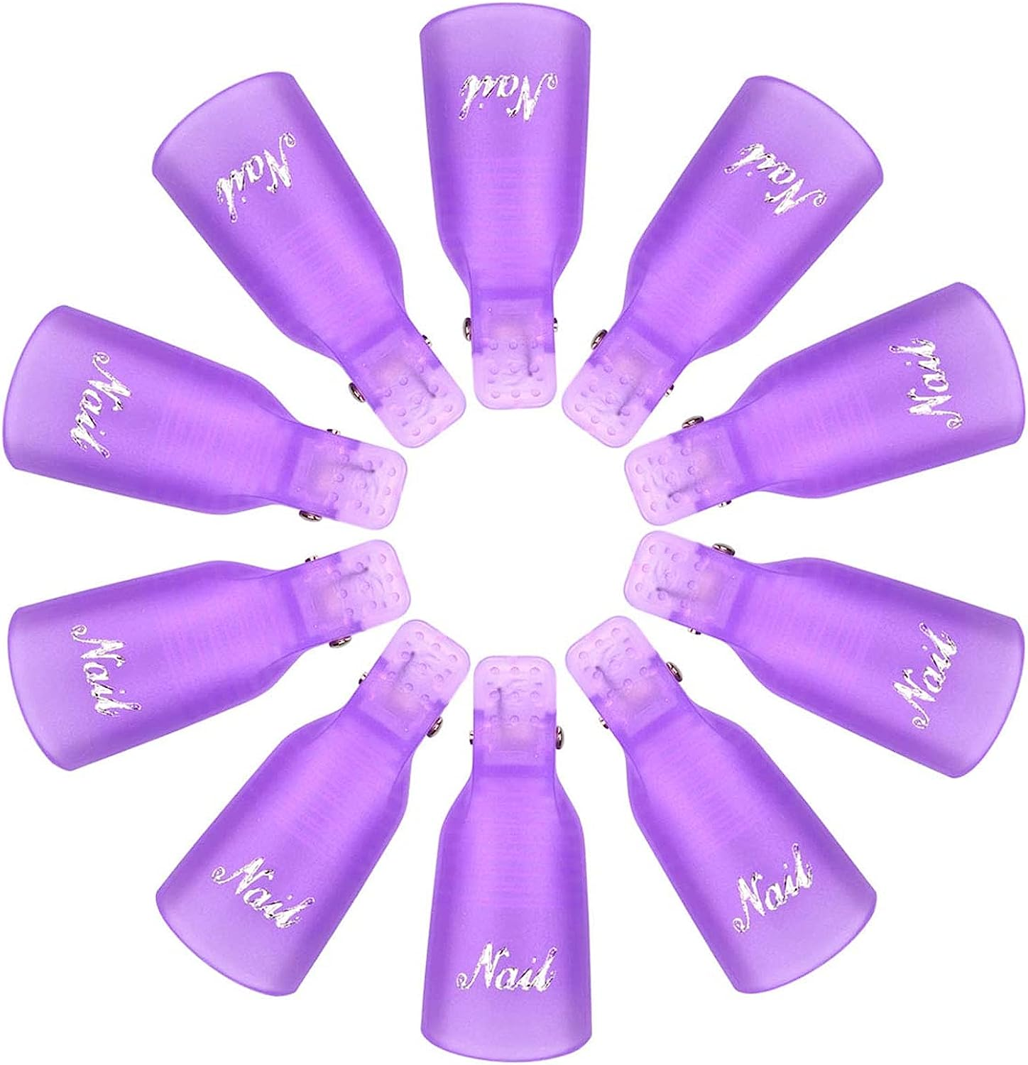 TAVVKE Nail Polish Remover Clips Set, Nails Art Gel Cap Soak off Clip UV Manicure Acrylic Nails Wrap Tool 10 Pcs (Purple)