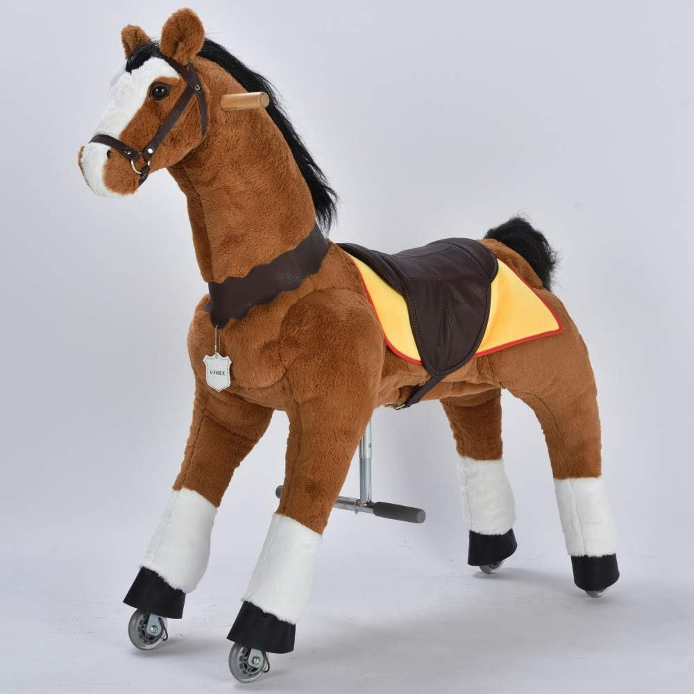 UFREE Horse Great Boys, Action Pony Toy, Ride on Large 44'' for Children 6 Years Old to Adult. (Black Mane and Tail) image number 6