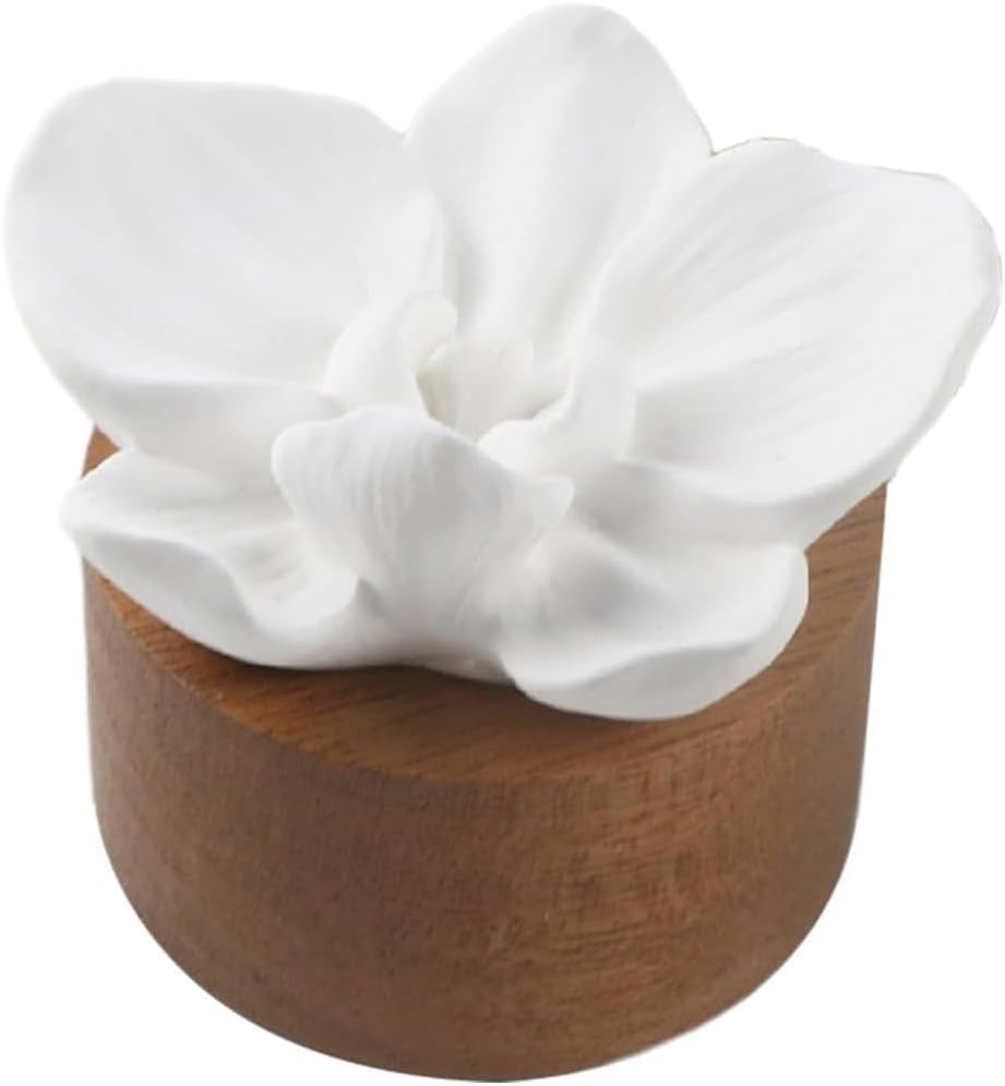 1PCS Essential Oil Passive Flower Diffuser, Ceramic Aroma Diffuser with Phalaenopsis Design, Mini Home Office Essential Oil Warmer, Fragrance Diffuser for Room, Desk, Bedroom image number 1