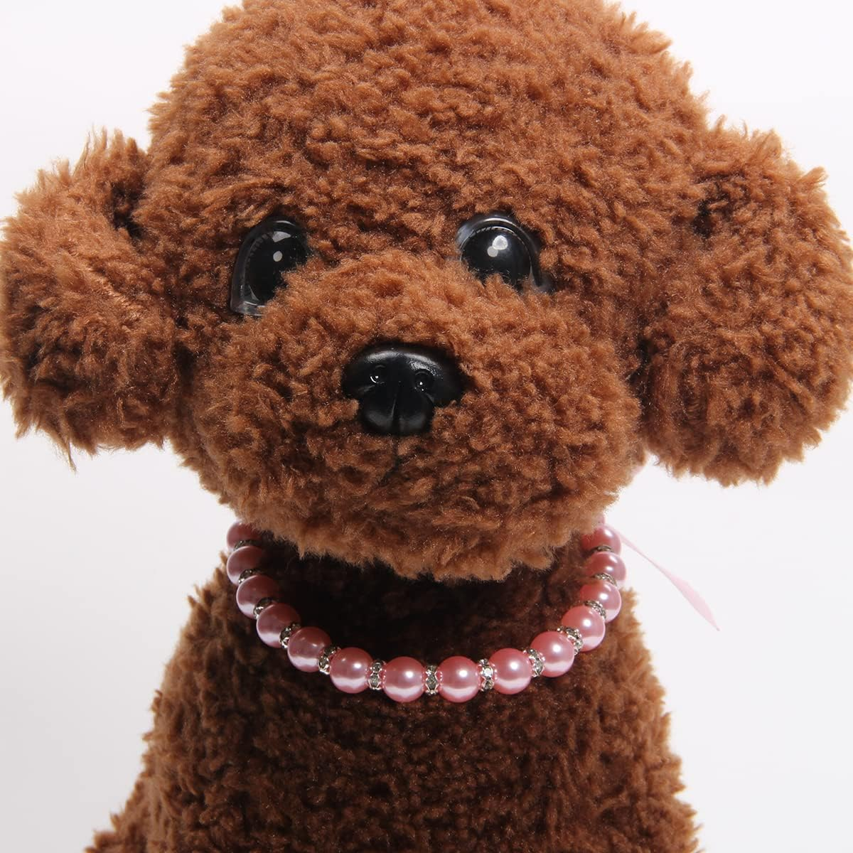 Dog Cat Pearls Necklace Collar with Bling Accessories and Ribbon Bow Pet Puppy Jewelry for Female Dogs Cats Small Medium (M, Pink) image number 3