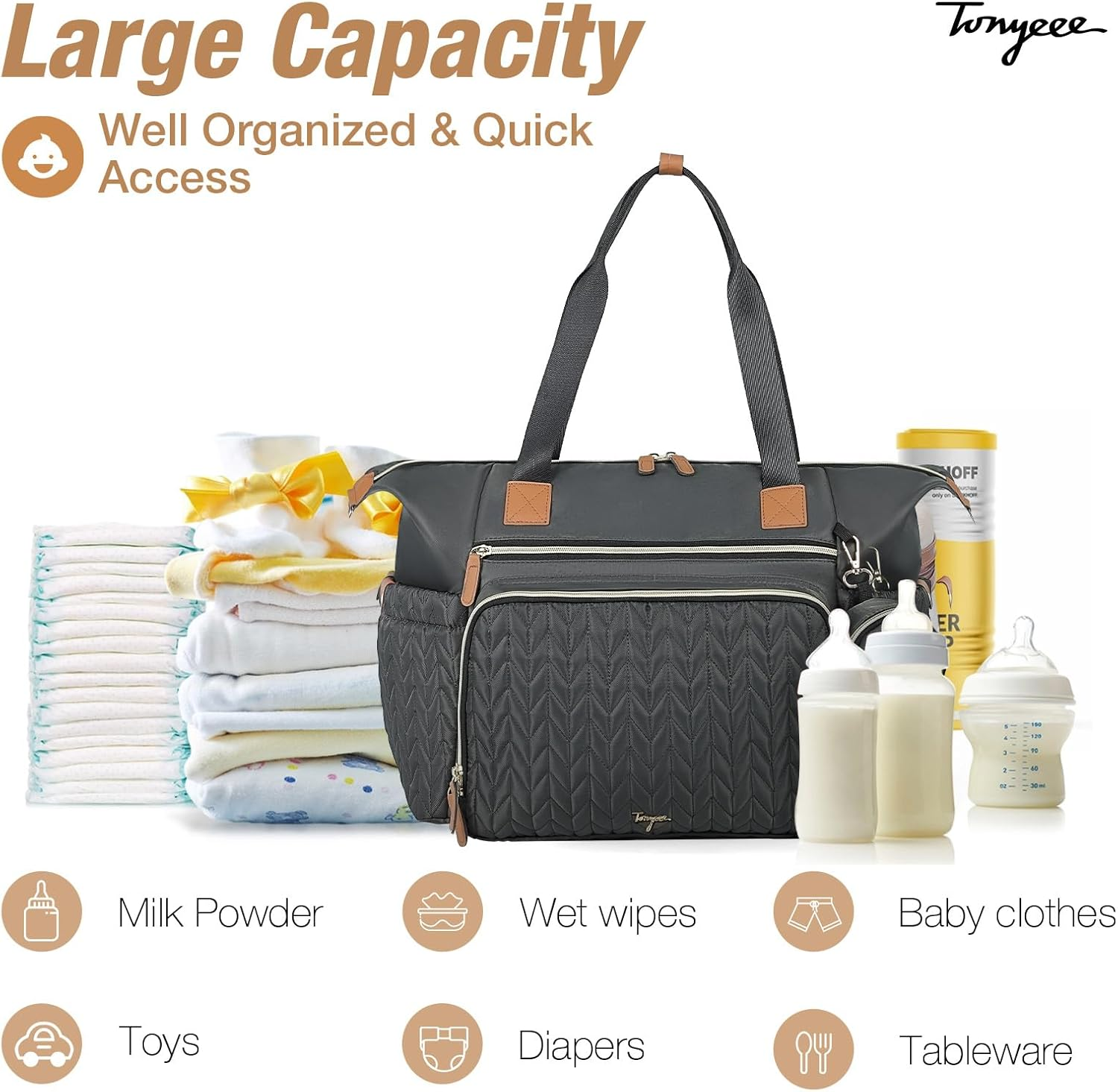 Tonyeee Baby Wickelrucksack Gro&szlig;e Wickeltasche,Wasserdicht Tragbare Reise Umh&auml;ngetasche Tragetasche Henkeltaschen Babytasche Mit Schultergurte