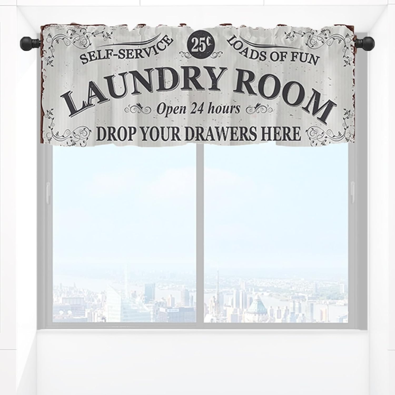 Fkereg Valance Curtains for Kitchen Windows, Small Farmhouse Kitchen Window Curtains over Sink Linen, Short Toppers Modern Cafe Curtains Rod Pocket Treatment for Bathroom Bedroom, 137X45 Cm, C