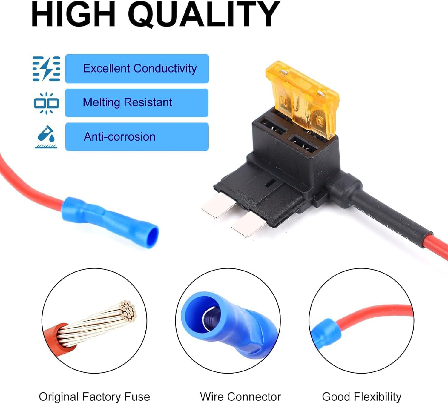 8 Pack 12V Car Add-A-Circuit Fuse Tap Standard Mini Micro2 and Low Profile Fuse Taps 4 Types ATO ATC ATM APM Fuse Holder for Cars Trucks Boats (8Pack Fuse Holder-4 Types) image number 5