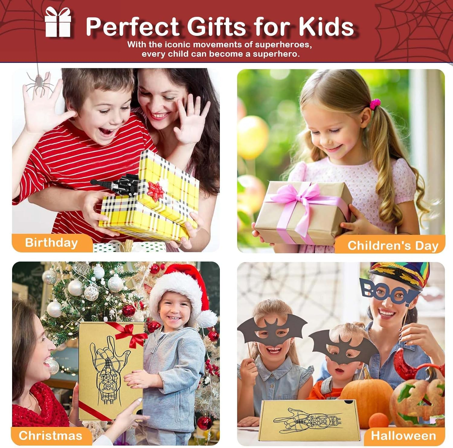 Spider Web Shooter Toy Upgrade - USB Rechargeable Web Launcher with Real Silk, Suction Cup Matching Glove 9.8-Foot Range - Cool Gadgets for Superhero Role-Play, Fun Men, Teens, Kids Cosplay image number 5