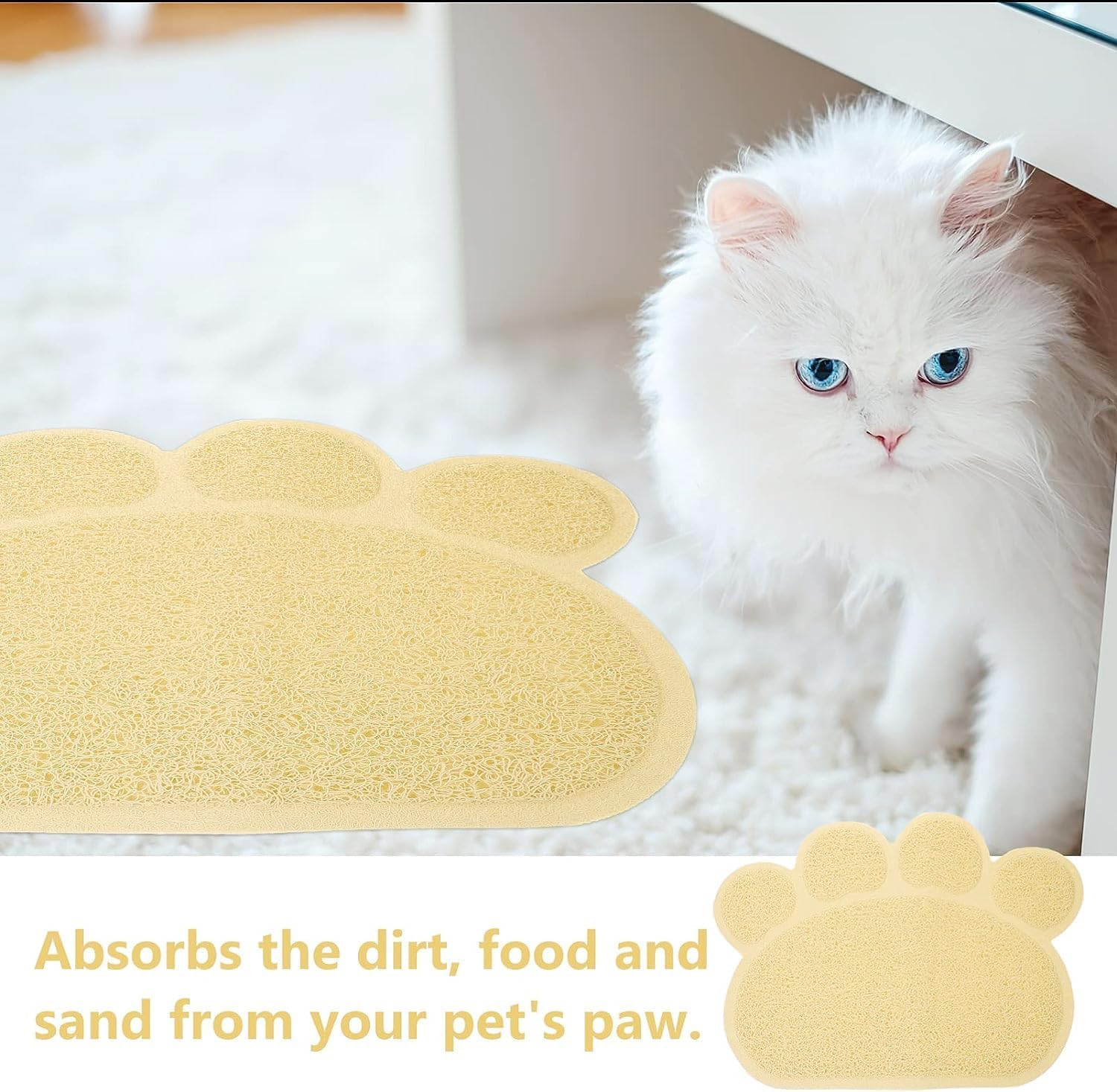 Dog Mat Pad, KINGCOO Cat Litter Tray Mattress, Pet Place Mat, Table Mat for Dogs and Cats, 30 X 40 Cm, Small Elastic PVC Paw Design (Beige)
