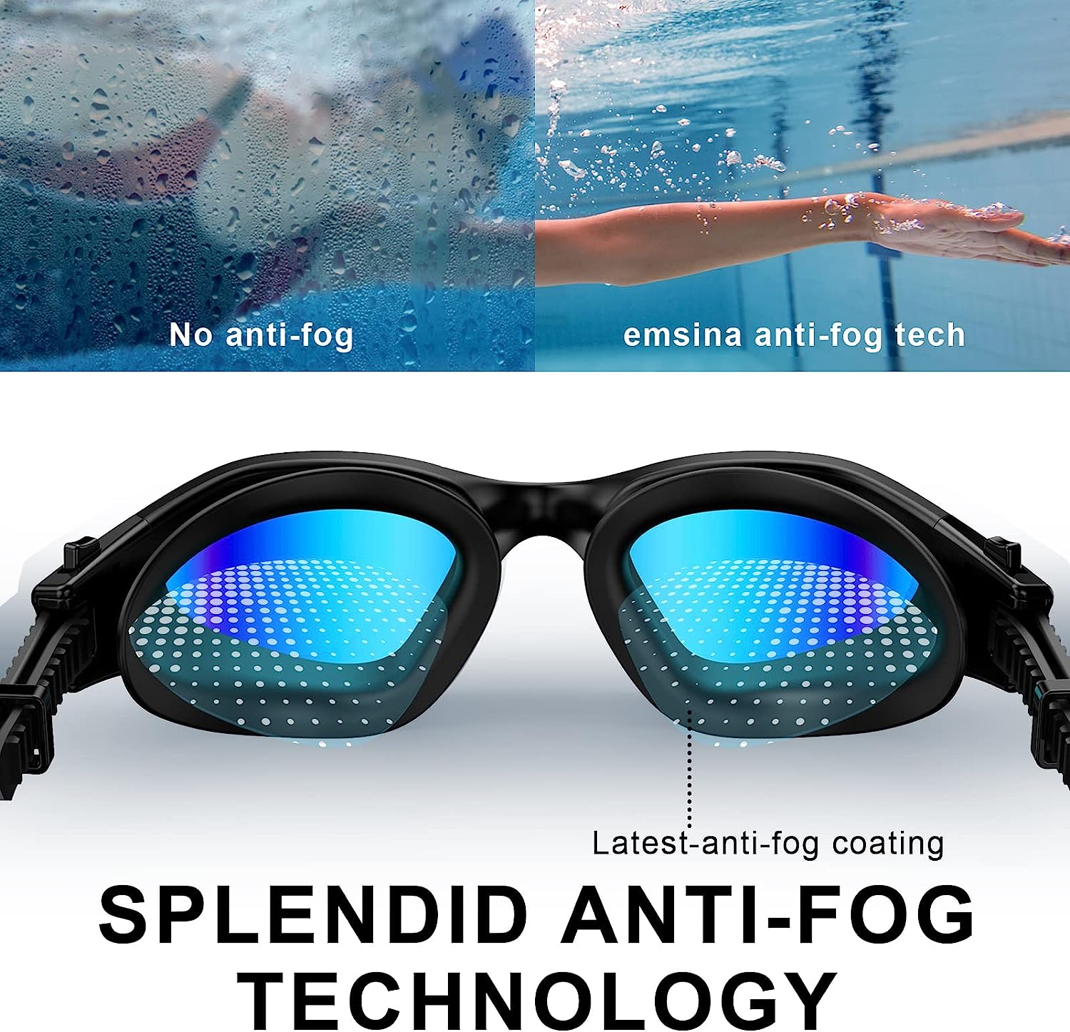 Swim Goggles, Polarized Swimming Goggles Anti-Fog for Adult Men Women