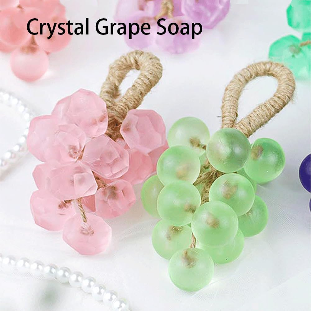 Crystal Grape Soap, Grape Soap on a Rope, Personalized Original Handmade Crystal Grapes Soaps Gentle Cleansing Soaps, Decorative Soapes Bars for Washing Hands Men Women (2 Pcs Green) image number 1