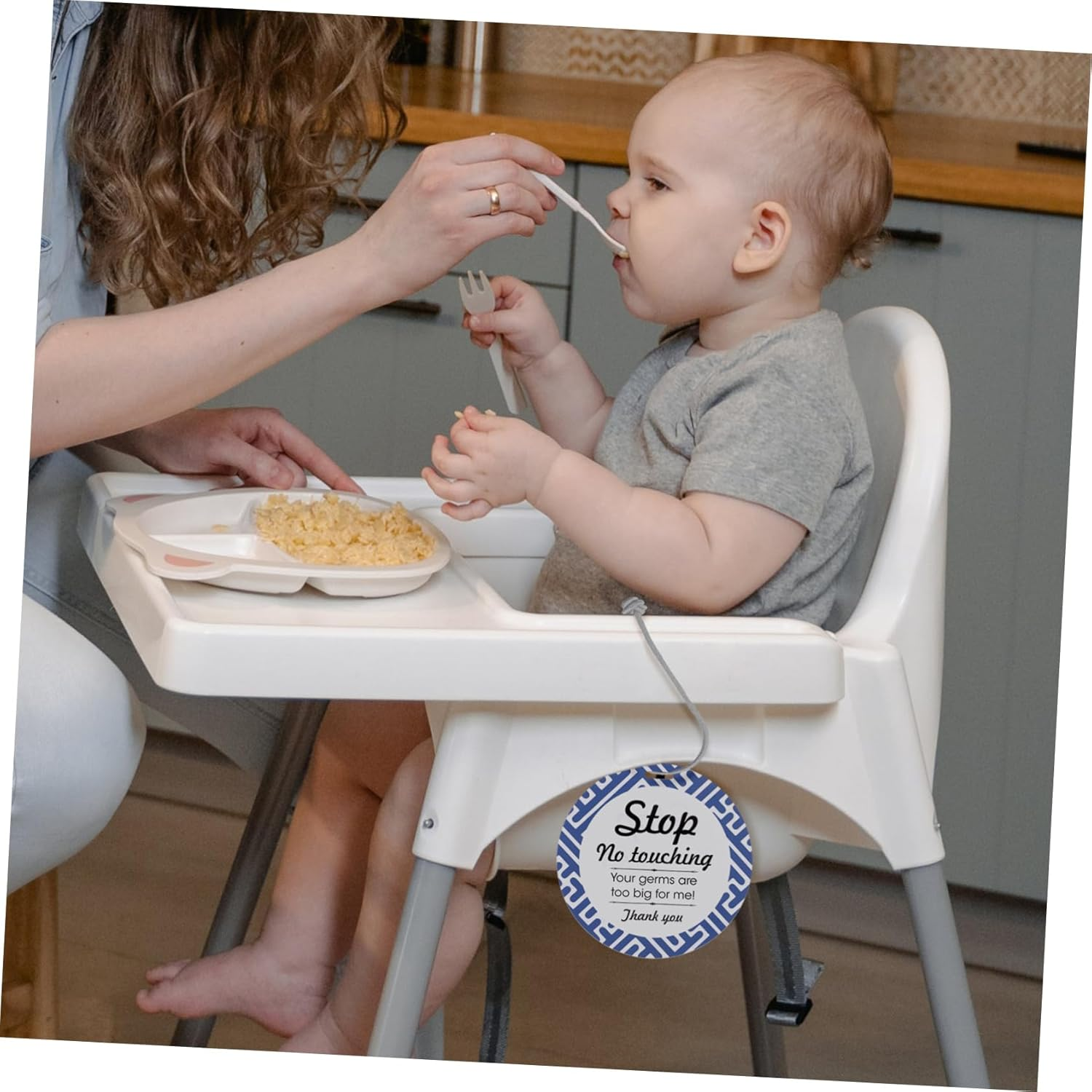 KICHOUSE Warning Safety Tag No Touching Sign for Stroller Safety Caution Sign Material for Indoor Outdoor Use image number 5