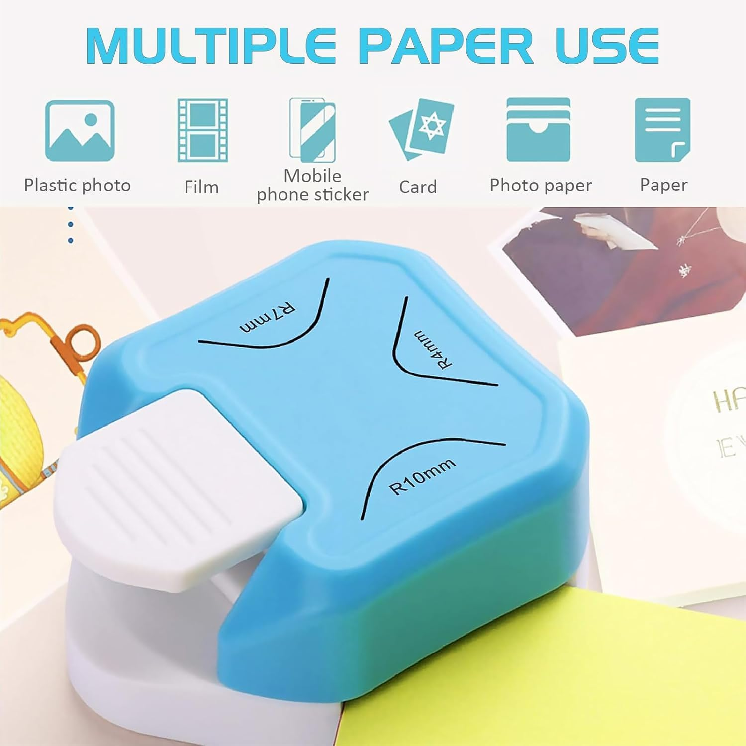 Corner Rounder Punch, 3-In-1 Paper Cutter, 4Mm/7Mm/10Mm Radius,3 Way Corner Cutter for Paper Craft, Laminate, DIY Projects, Photo Cutter, Card Making and Scrapbooking(Rounder) image number 2