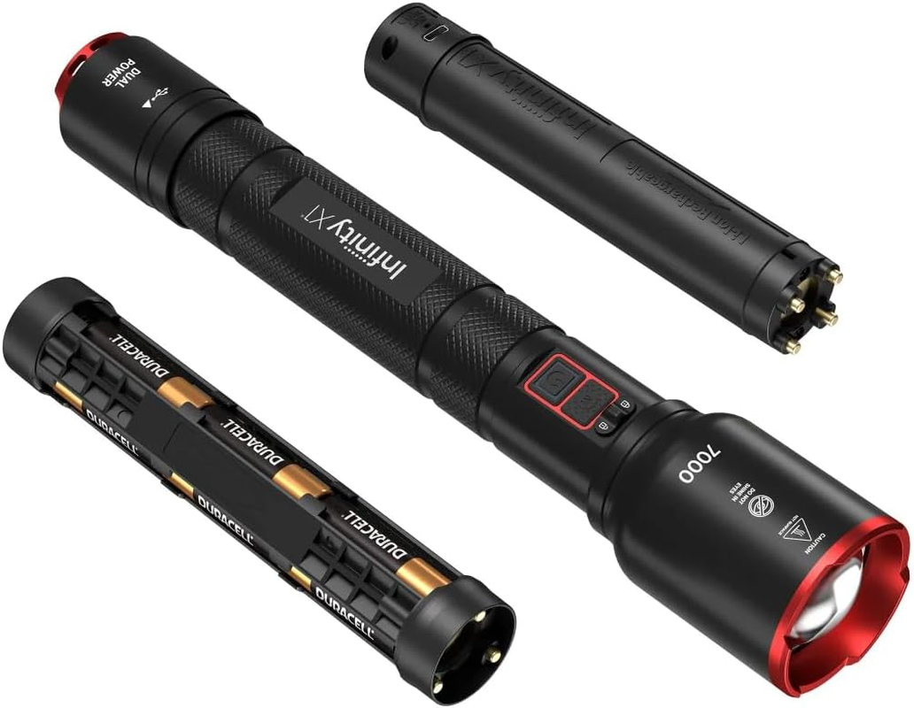 Infinity X1 7000L Dual Power Rechargeable Flashlight,7000 Lumen CREE LED with Adjustable Focus and Heat Lock image number 4