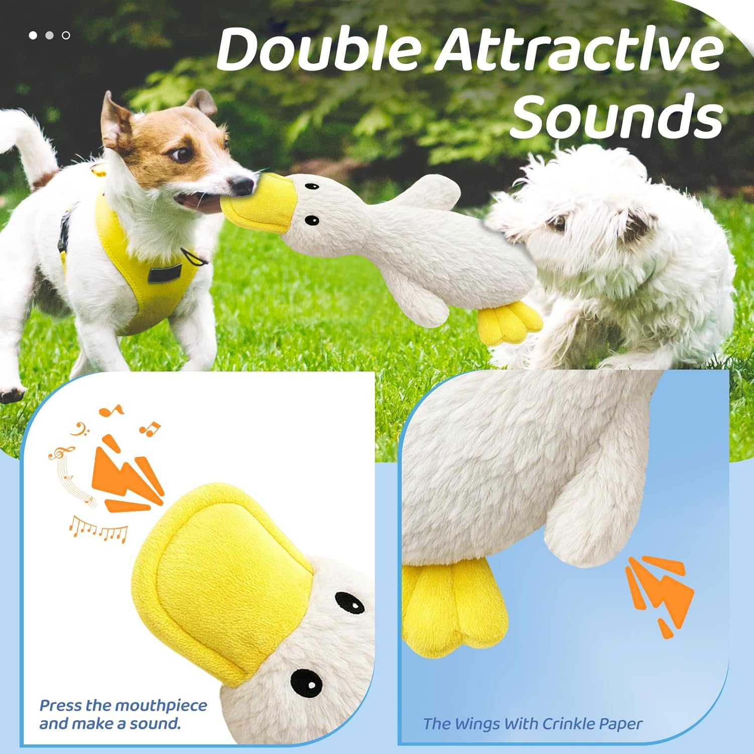 Dog Duck Toys - Interactive Dog Toy, Soft Plush No Stuffing Crinkle Dog Chew Toys, Cute Squeaky Puppy Toy Pet Supplies for Small Medium and Senior Pets Enrichment, Durable Birthday Gift image number 1