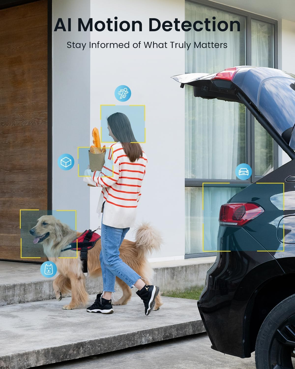 Iegeek 2K Solar Security Camera Outdoor Wireless with Embedded Solar Panel, Battery CCTV Camera Systems, Outdoor Camera Home Wifi Security Camera, Color Night Vision, Motion Detection,Siren Floodlight