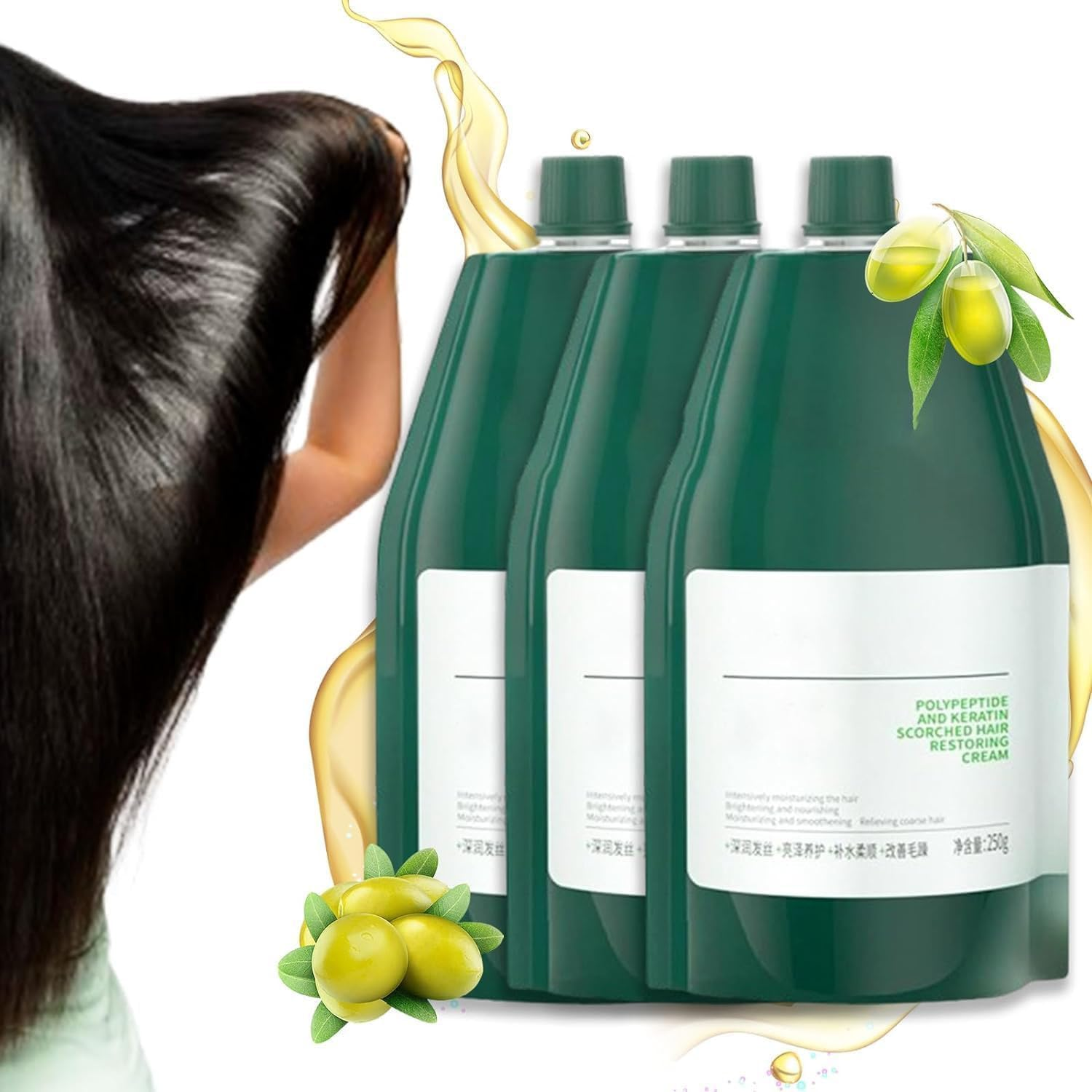 HLMULL Polypeptide Keratin Hair Restoring Cream, Hydrating Smooth Damage Repair Cream, Keratin Hair Mask Deep Conditioner