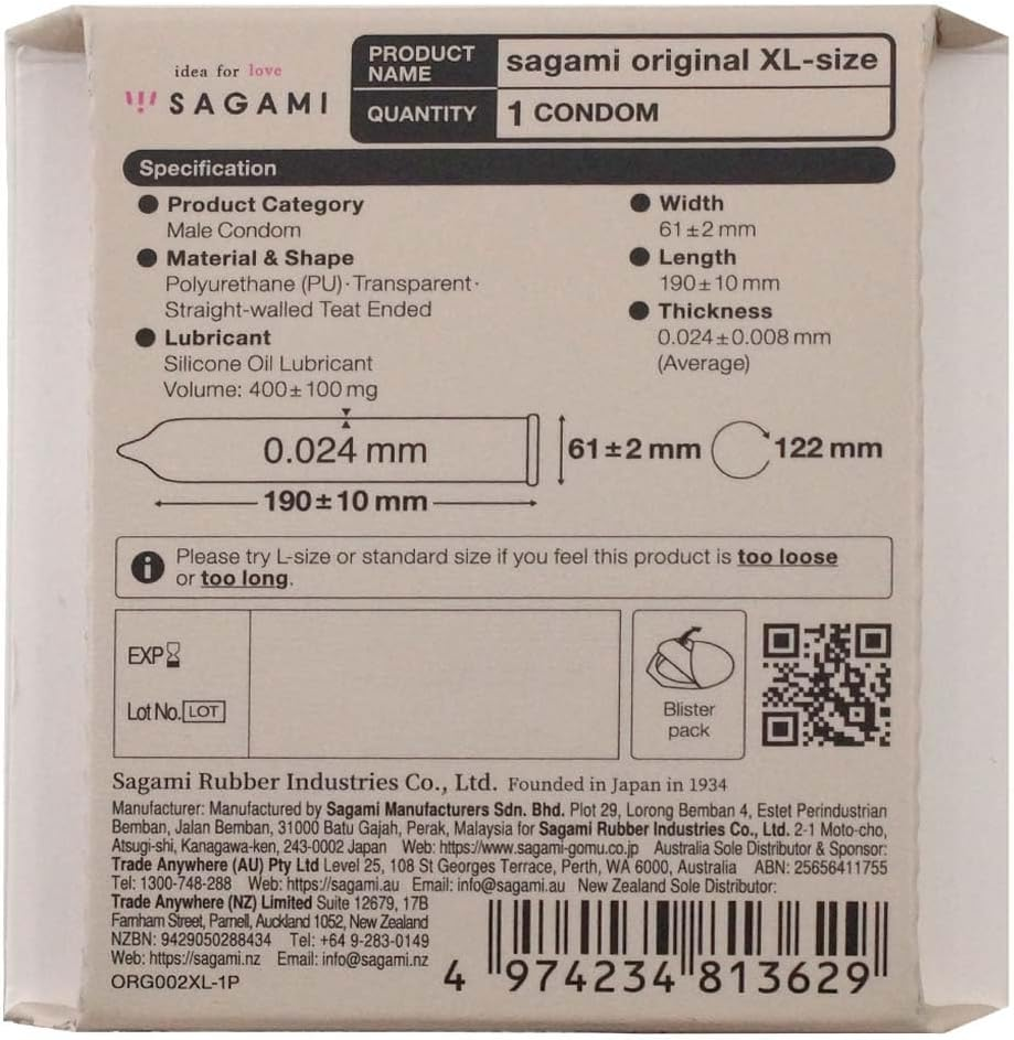 Sagami Original 0.02 Xl-Size 1'S Pack PU Condom image number 5