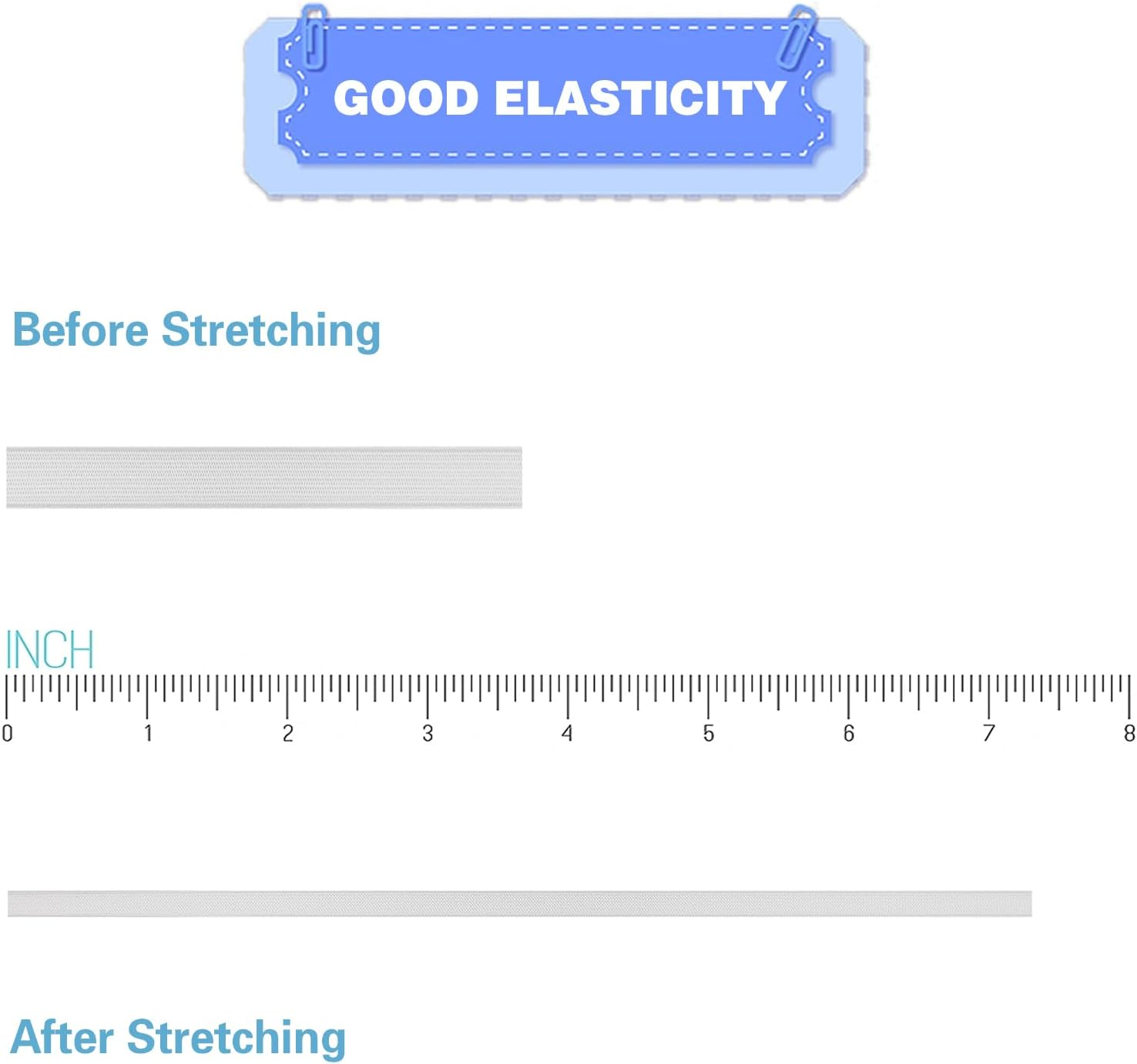 Elastic Band 1/4 Inch Wide 10 Yd, Stretch Strap,High Elastic Cord, for Sewing Crafting Diy-White - Black image number 6