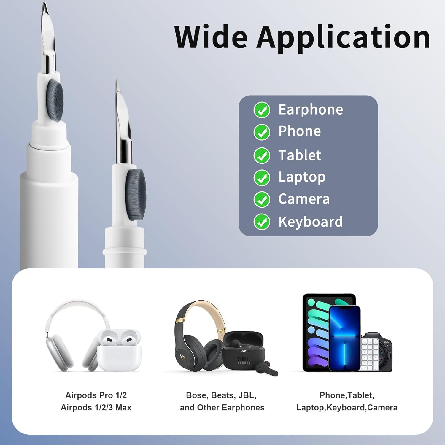 Vancle Cleaner Kit for Airpods 1 2&Samsung Galaxy Buds 3 3 Pro, 3 in 1 Cleaning Pen Soft Brush for Bluetooth Earphones. Laptop, Tablet, Smartphone (White) image number 5