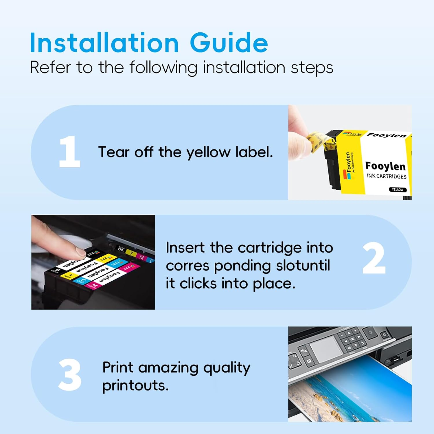 Fooylen 212XL Ink Cartridges 5-Pack Compatible for Epson XP-2100 XP-3100 XP-3105 XP-4100 Epson WF-2810 WF-2830 WF-2850 (2B/1C/1M/1Y) image number 6