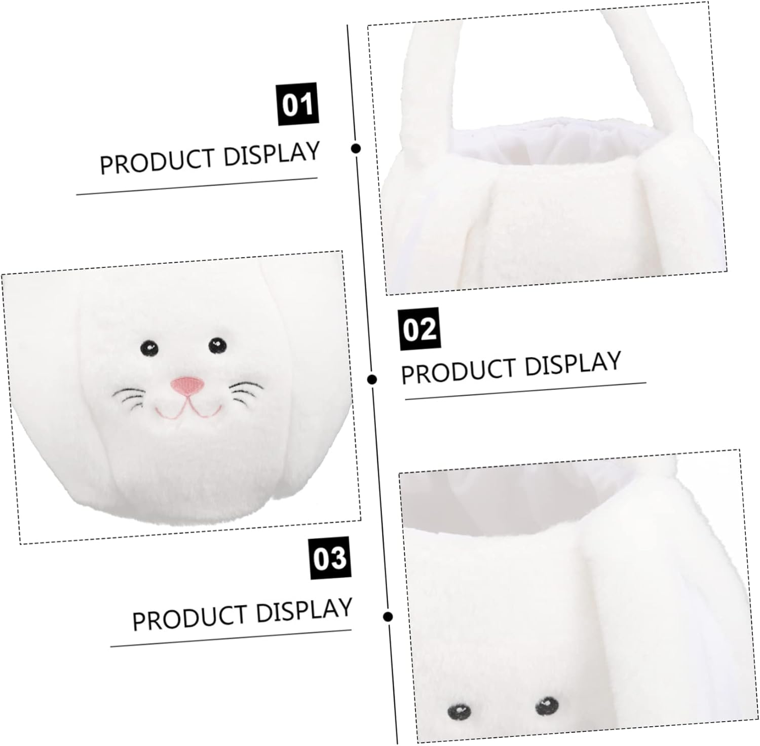 Festive Easter Bunny Basket Creative Candy Container for Easter Supplies Plush Material for Home Decoration White image number 5